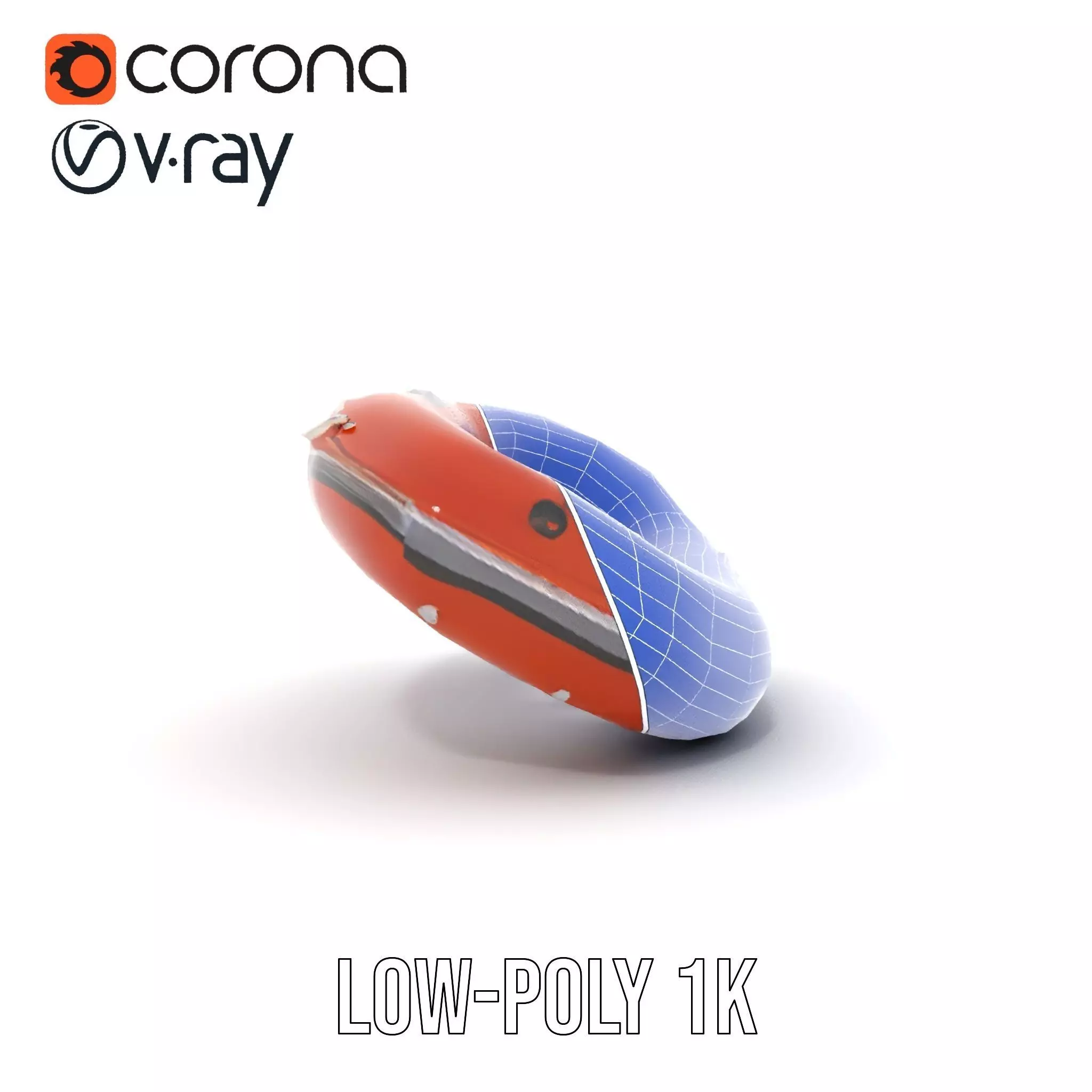 Orange Inflatable Raft model pack Low-poly 3D model_9