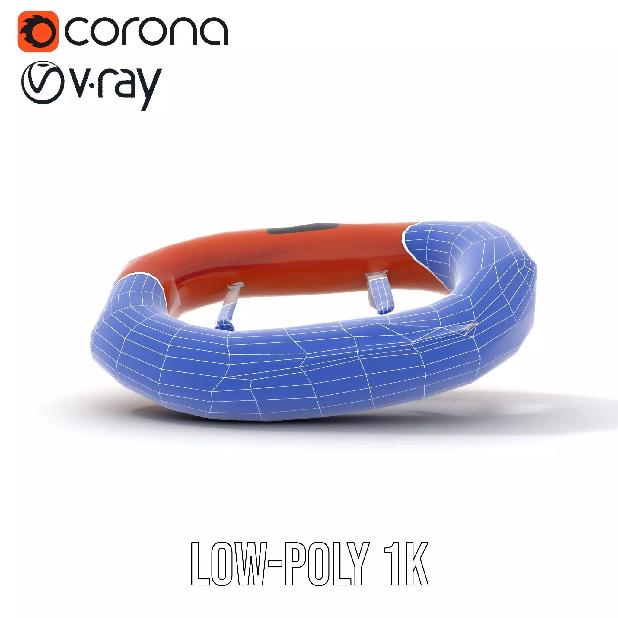 Orange Inflatable Raft model pack Low-poly 3D model_14