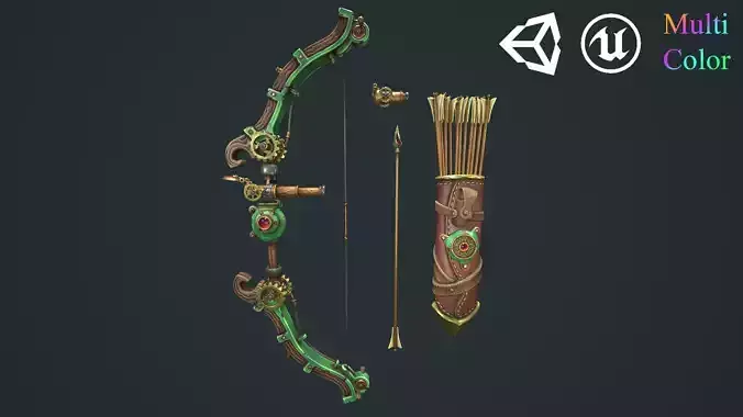 Steampunk bow quiver arrow spyglass