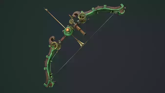 Steampunk bow quiver arrow spyglass Low-poly 3D model