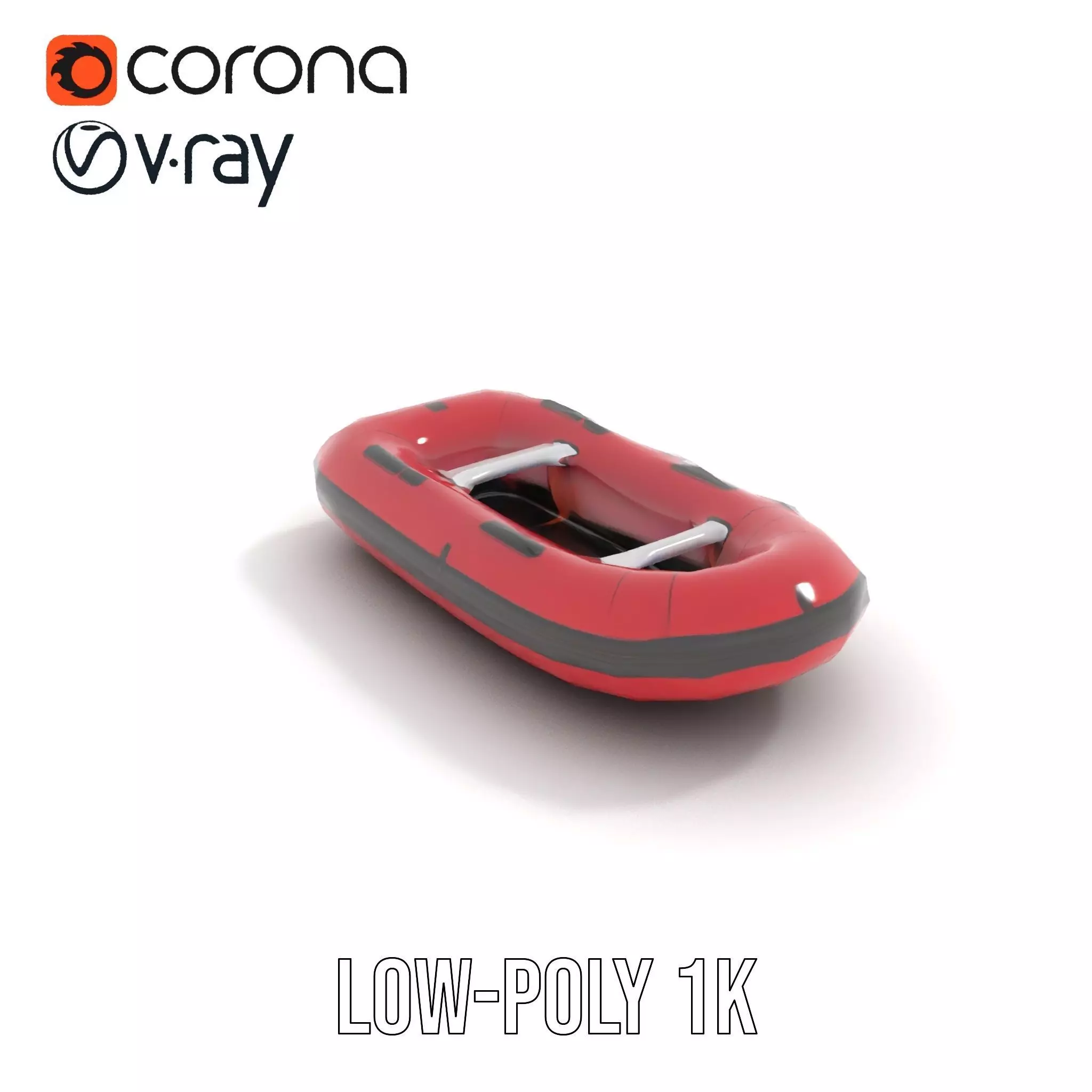 Red Inflatable Boat model pack Low-poly 3D model_30