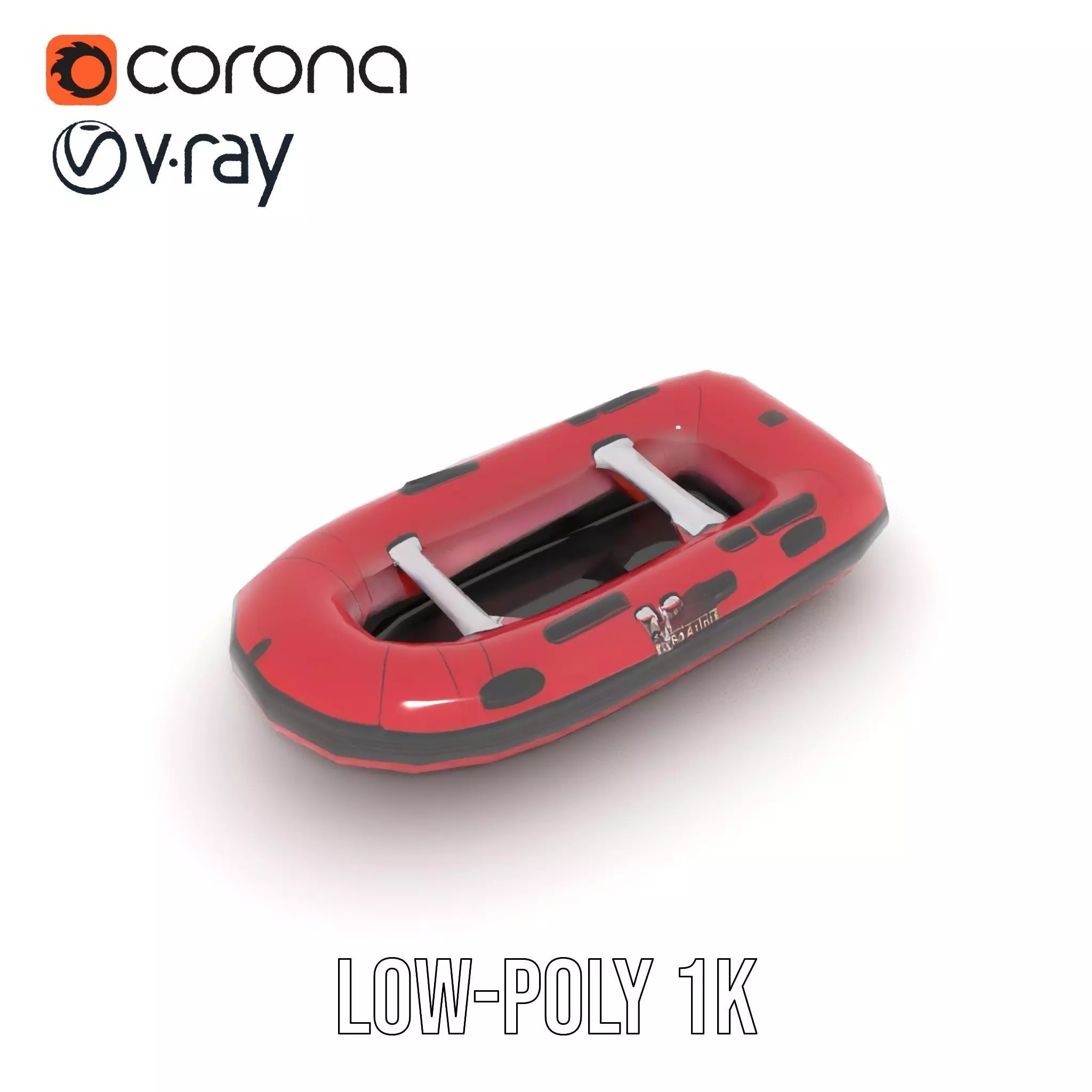 Red Inflatable Boat model pack Low-poly 3D model_7