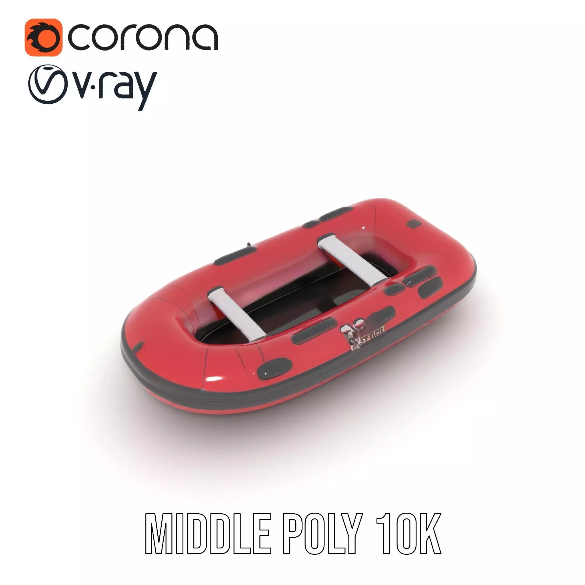 Red Inflatable Boat model pack Low-poly 3D model_11