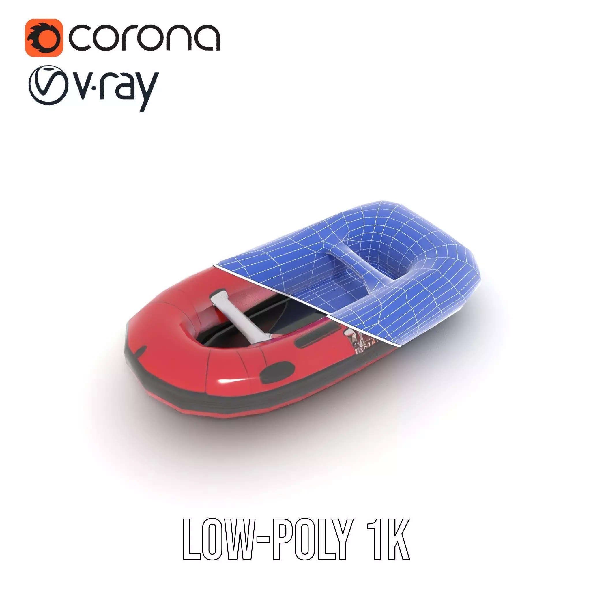 Red Inflatable Boat model pack Low-poly 3D model_9