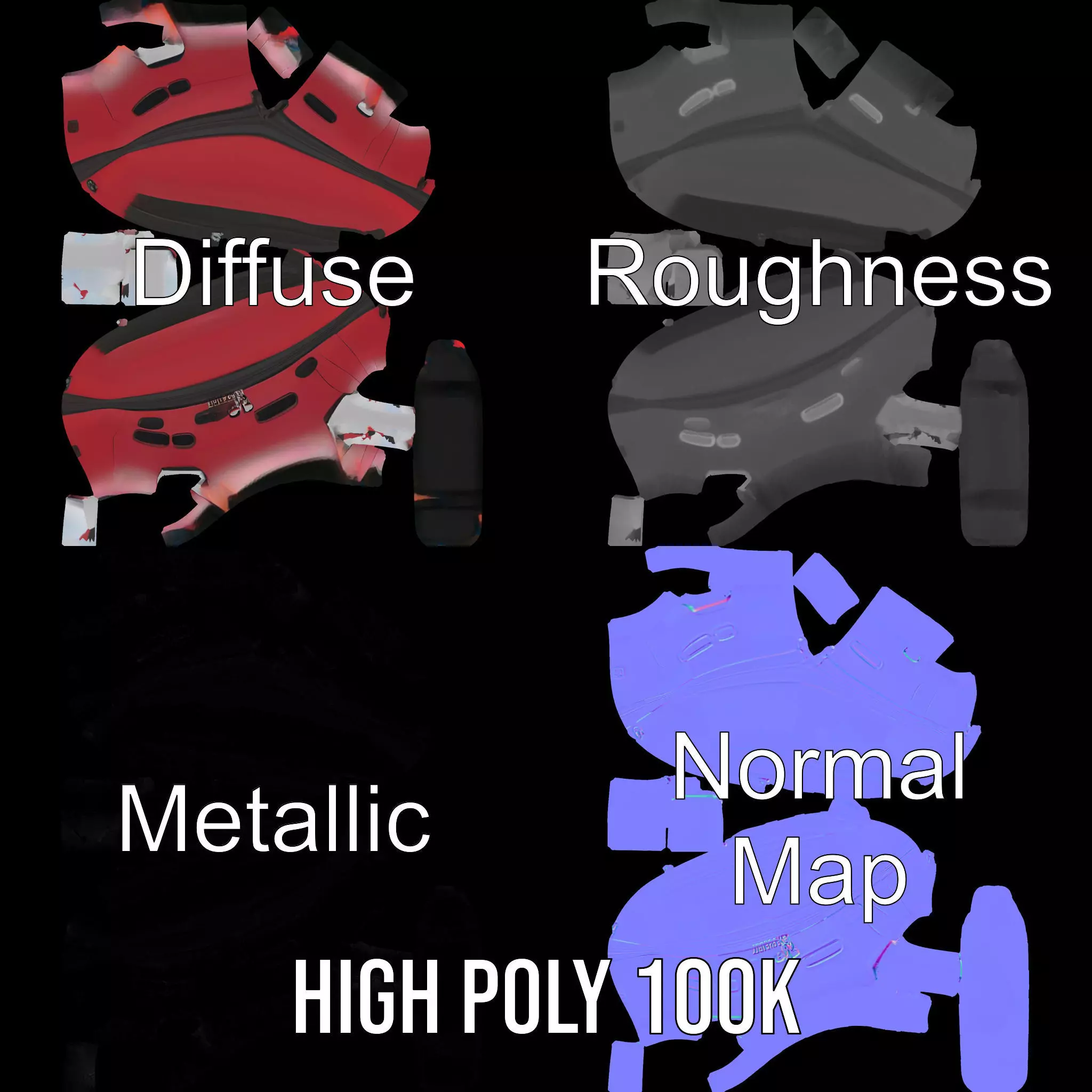 Red Inflatable Boat model pack Low-poly 3D model_3