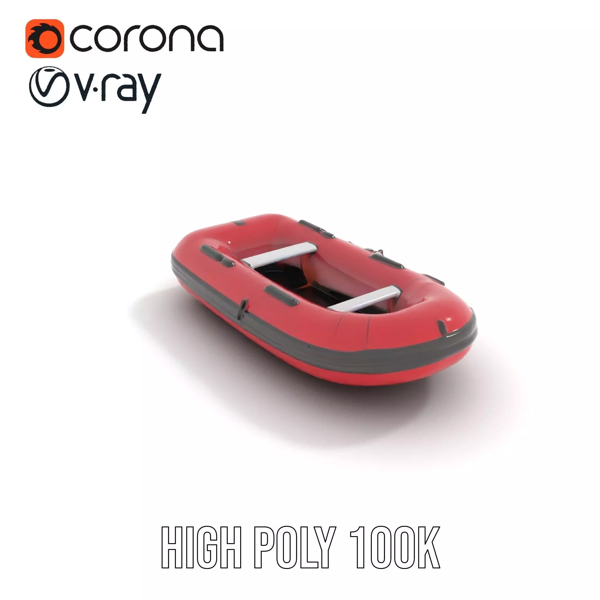 Red Inflatable Boat model pack Low-poly 3D model_26