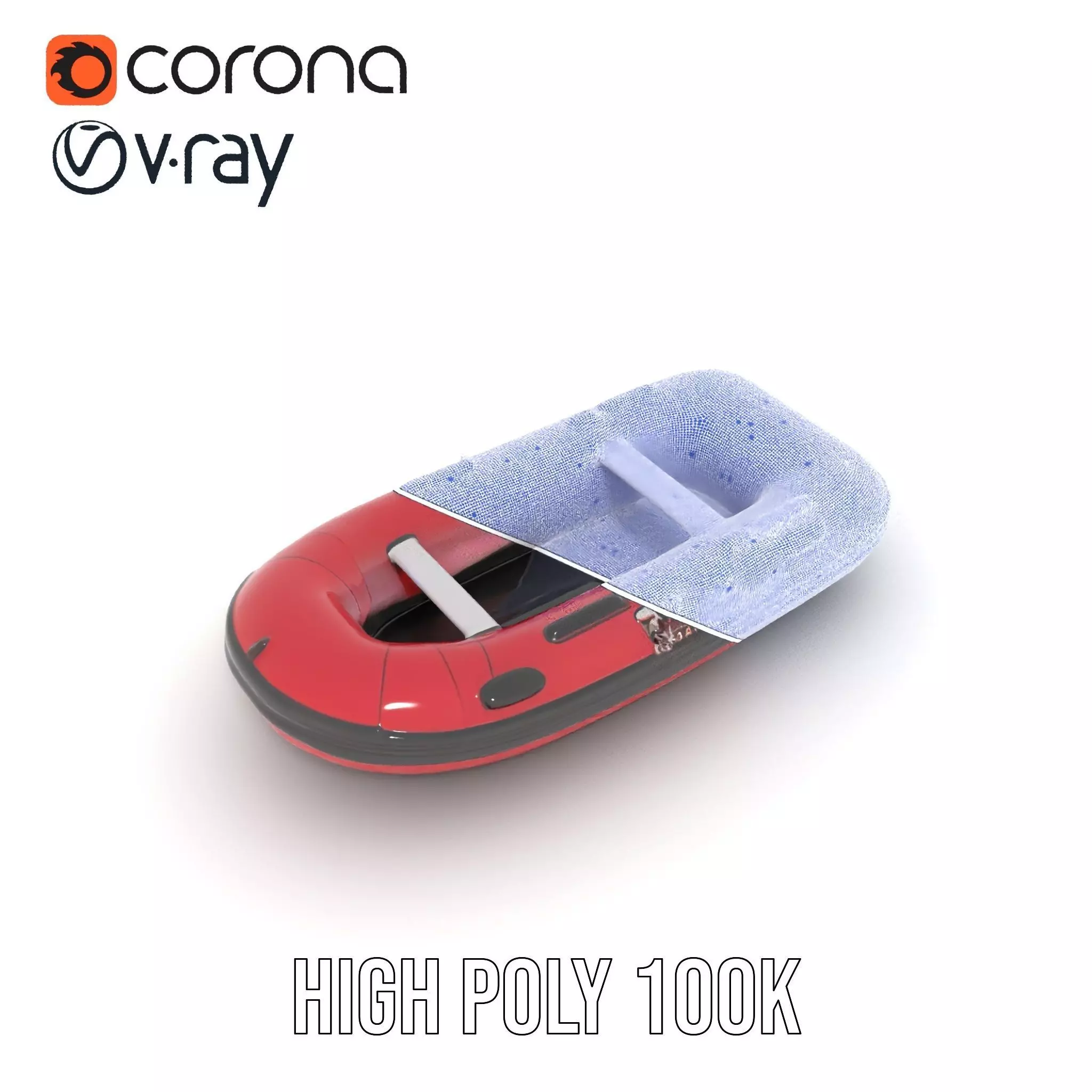 Red Inflatable Boat model pack Low-poly 3D model_23