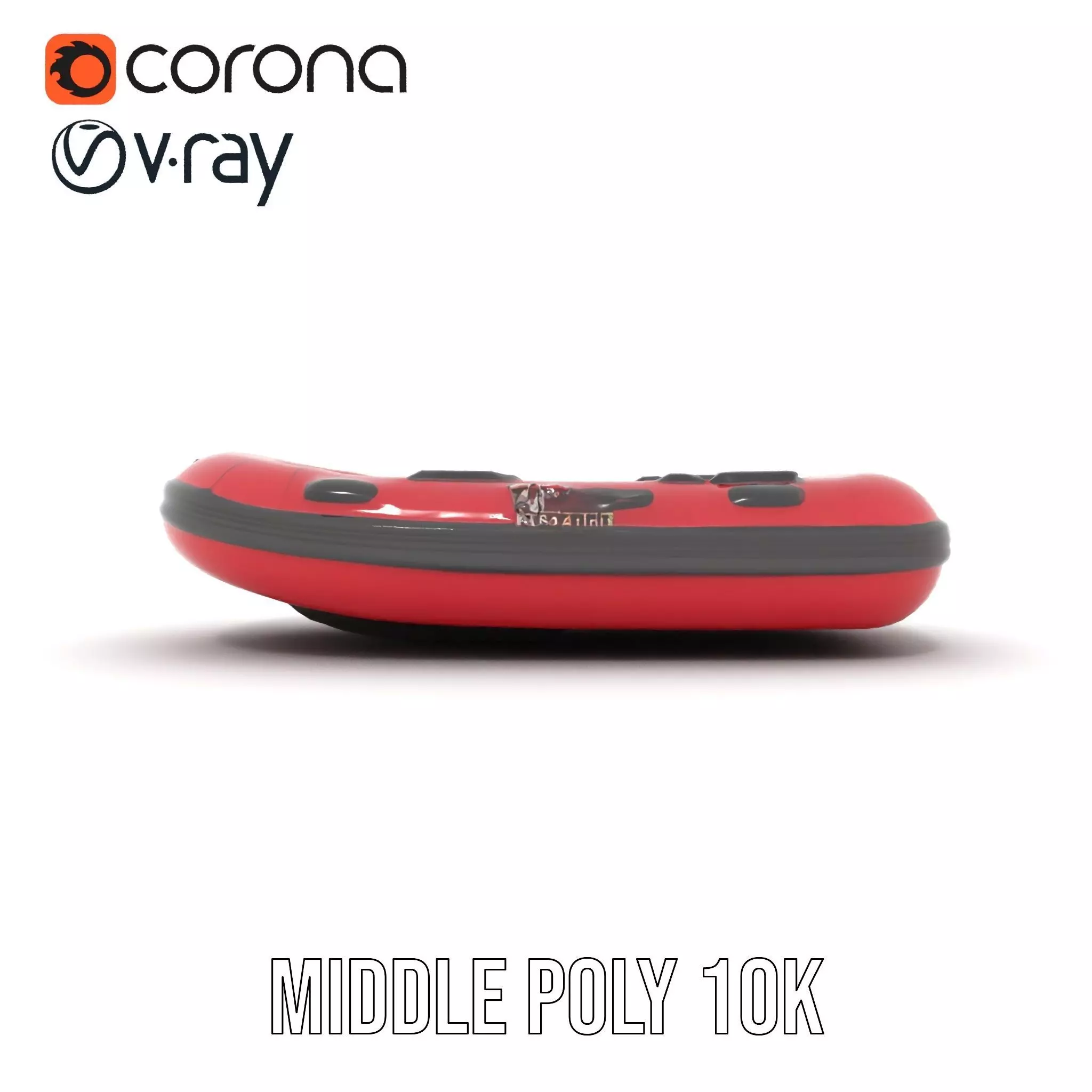 Red Inflatable Boat model pack Low-poly 3D model_6