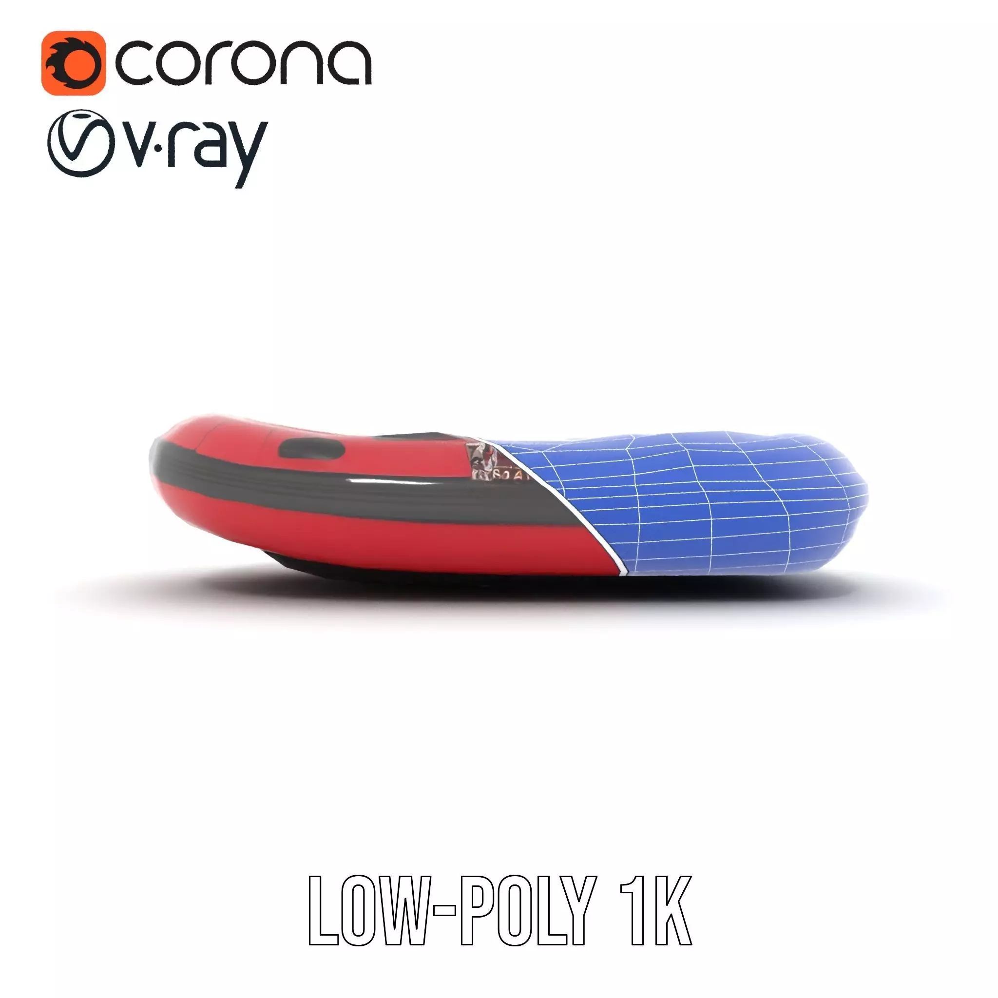 Red Inflatable Boat model pack Low-poly 3D model_19