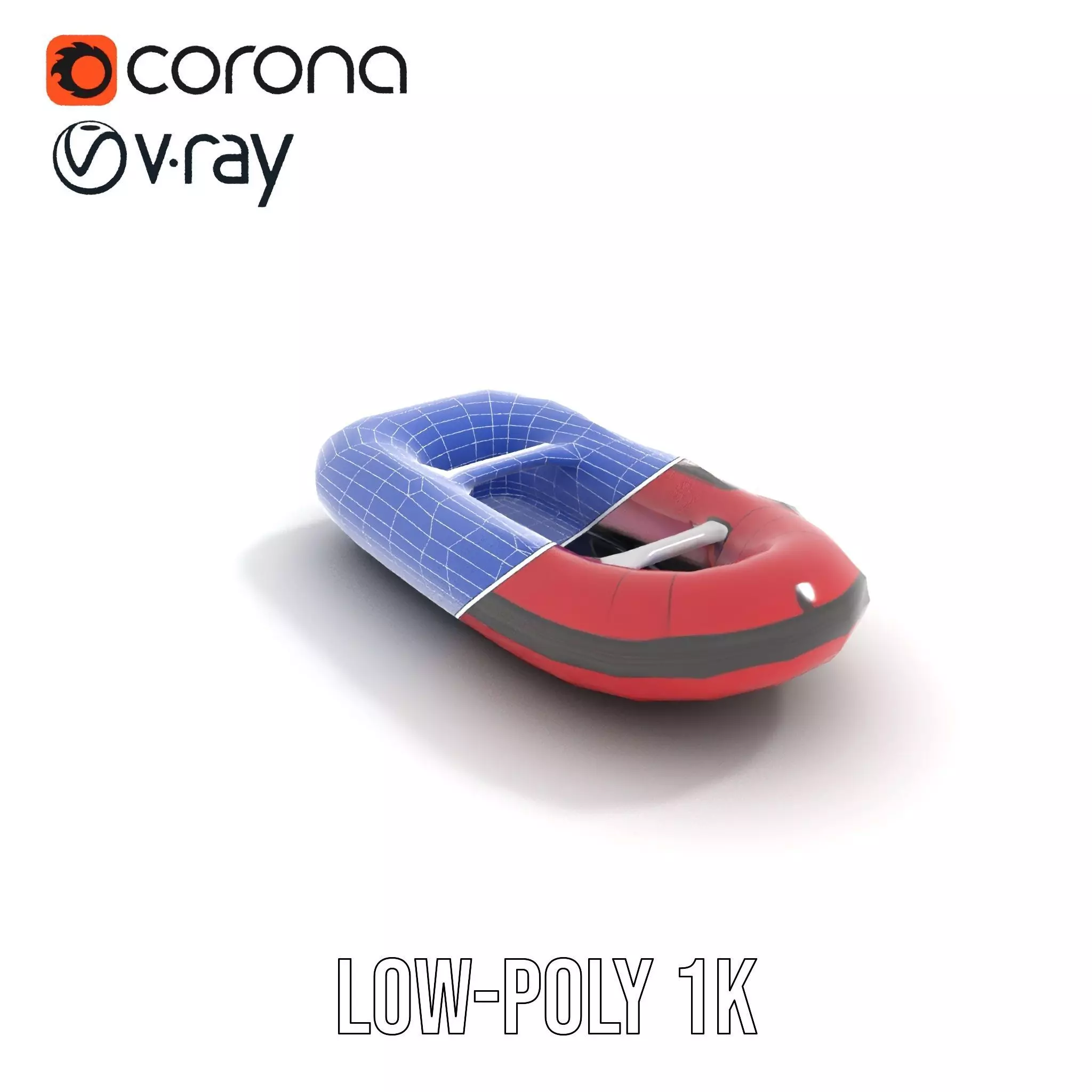 Red Inflatable Boat model pack Low-poly 3D model_12