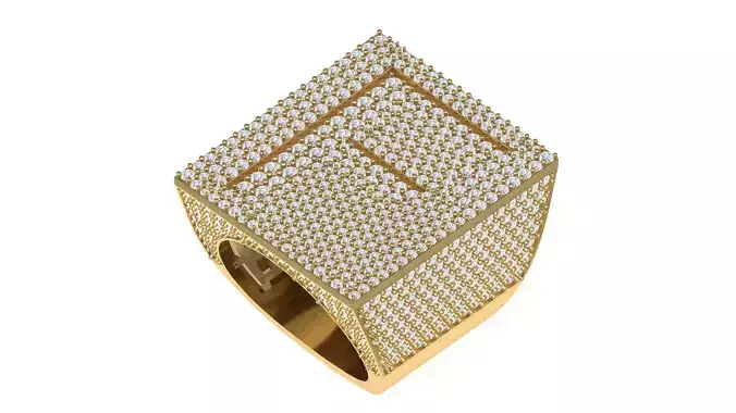 Custom Initial A to Z Letter Diamond Ring - Alphabet Rings 3D print model