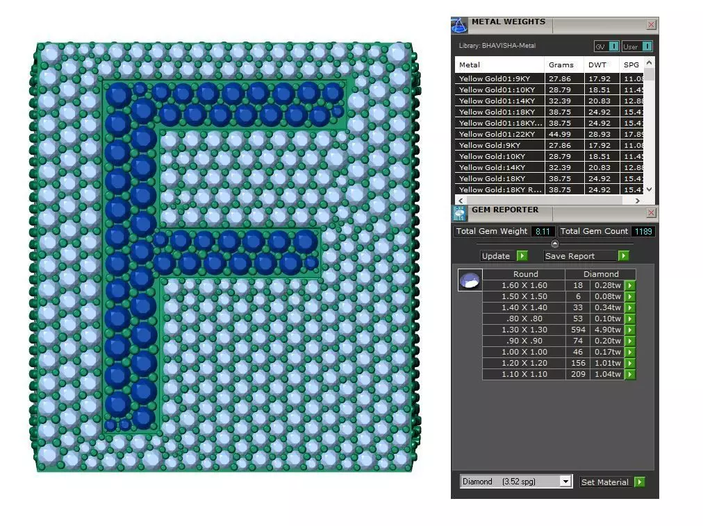 Custom Initial A to Z Letter Diamond Ring - Alphabet Rings 3D print model_4