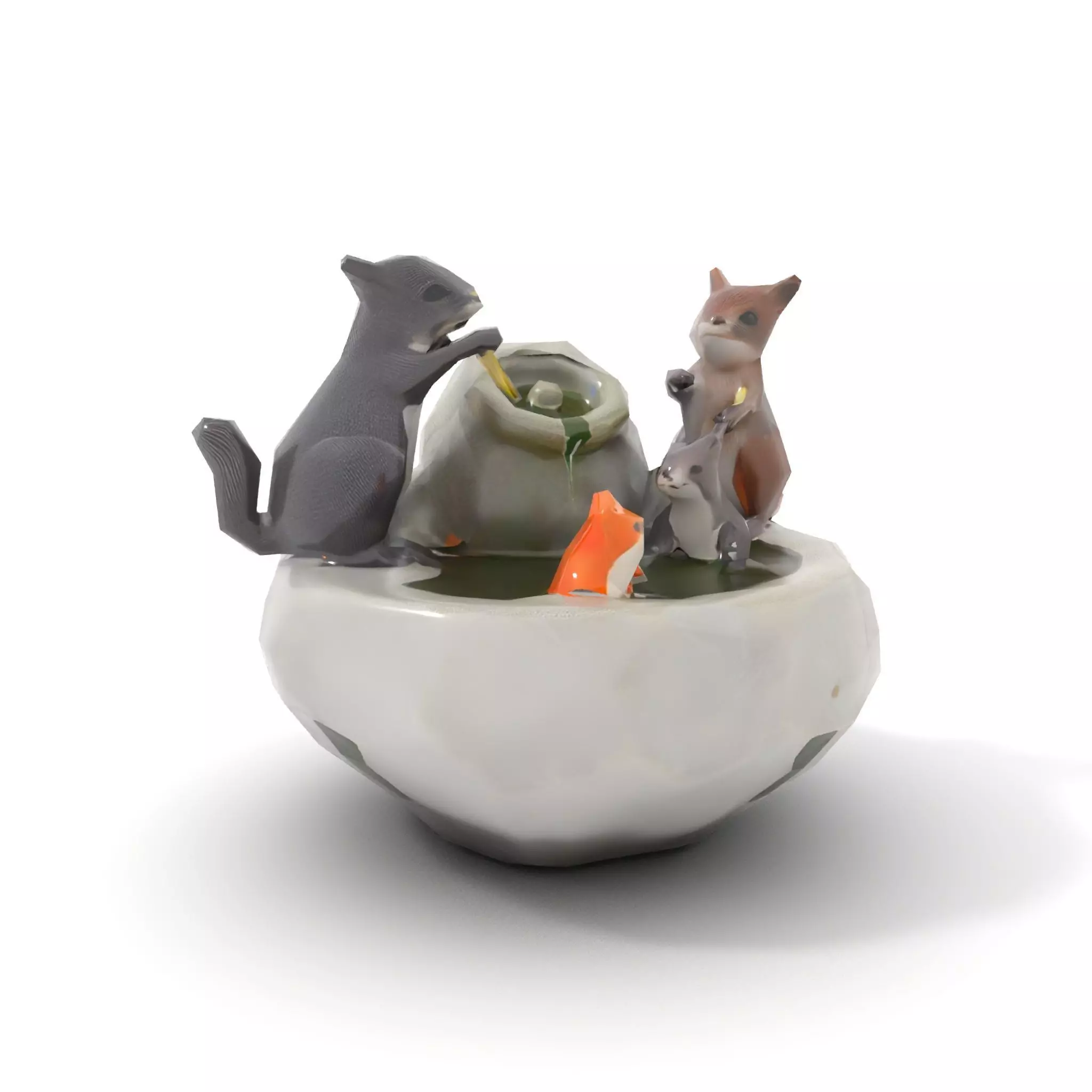 Playful Squirrel Fountain model pack Low-poly 3D model_9