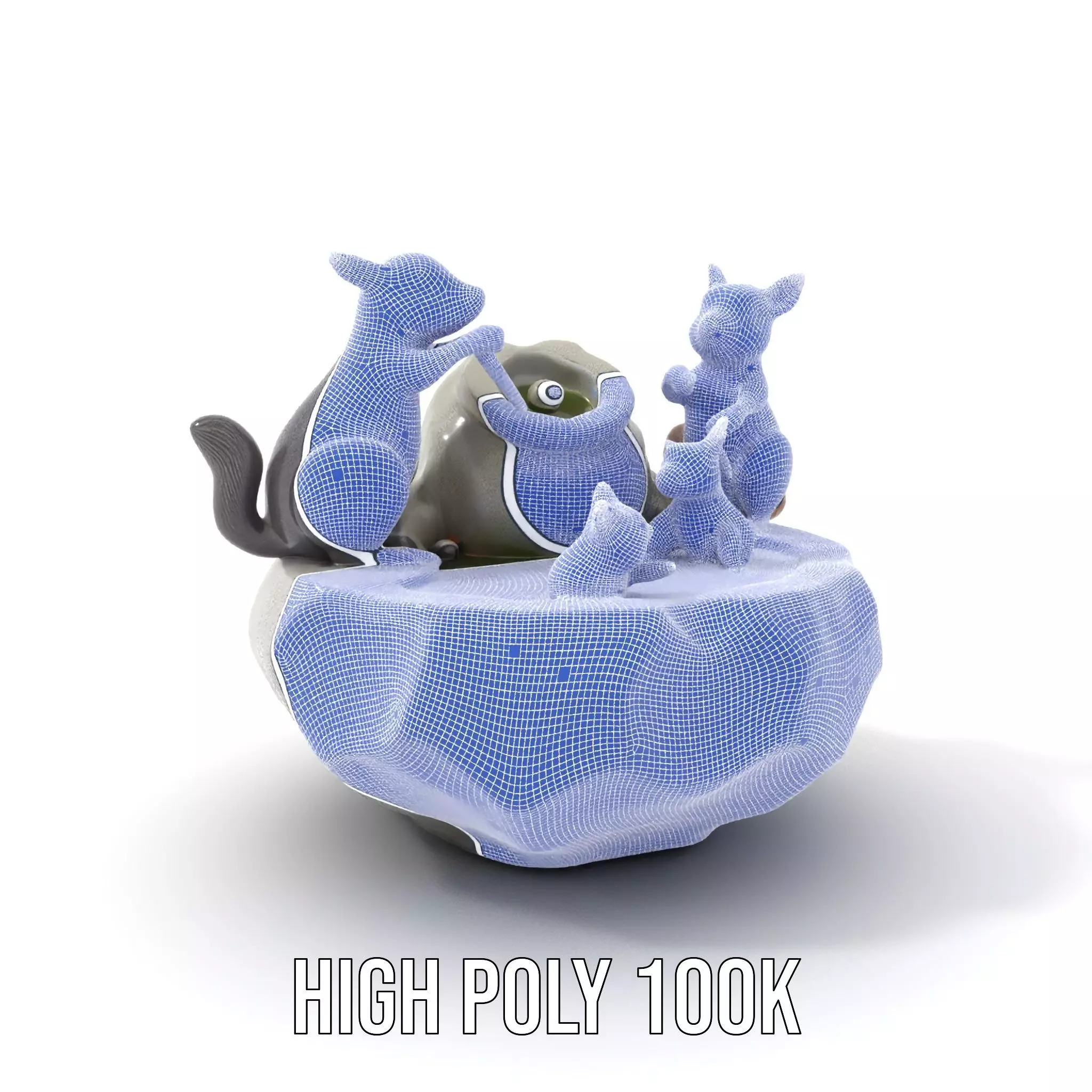 Playful Squirrel Fountain model pack Low-poly 3D model_4