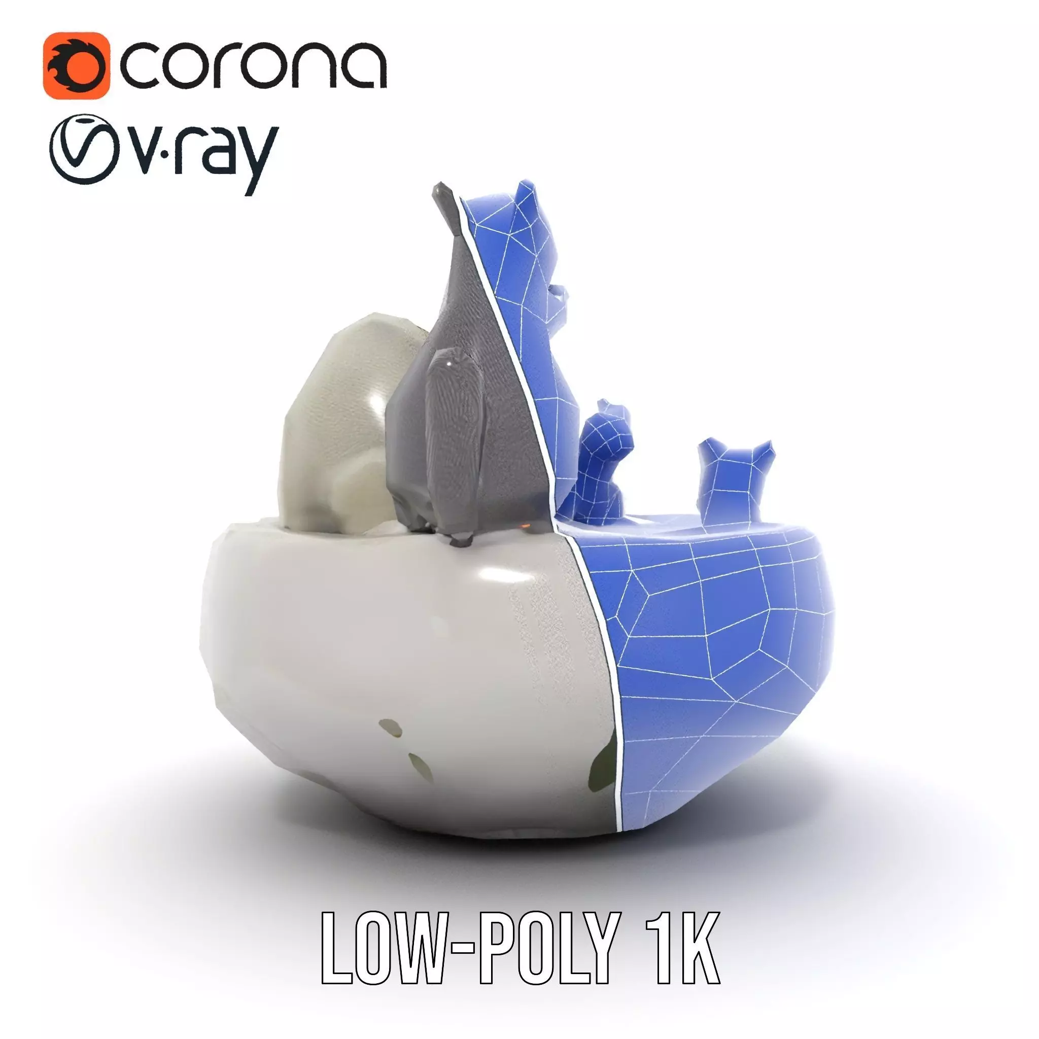 Playful Squirrel Fountain model pack Low-poly 3D model_30