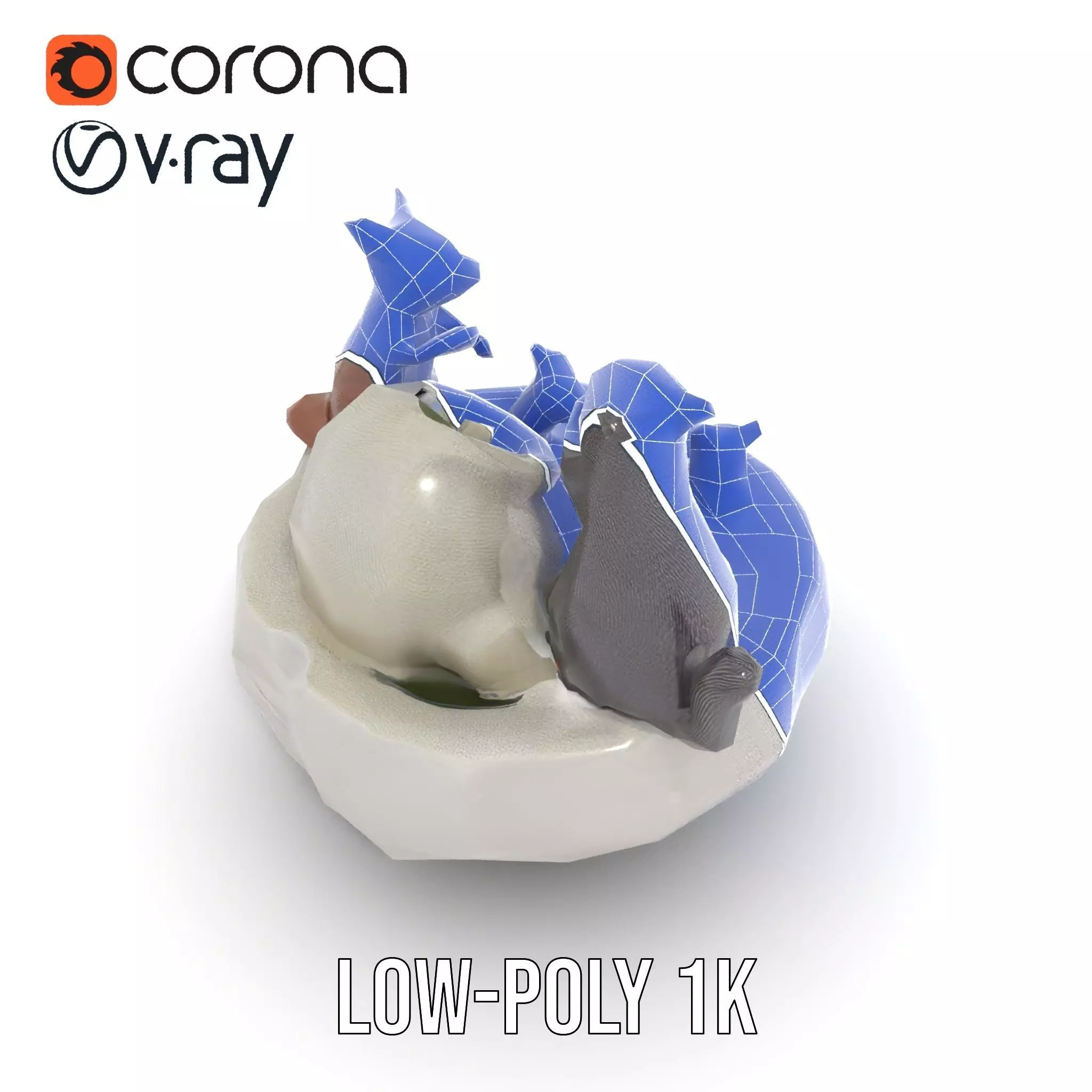 Playful Squirrel Fountain model pack Low-poly 3D model_25