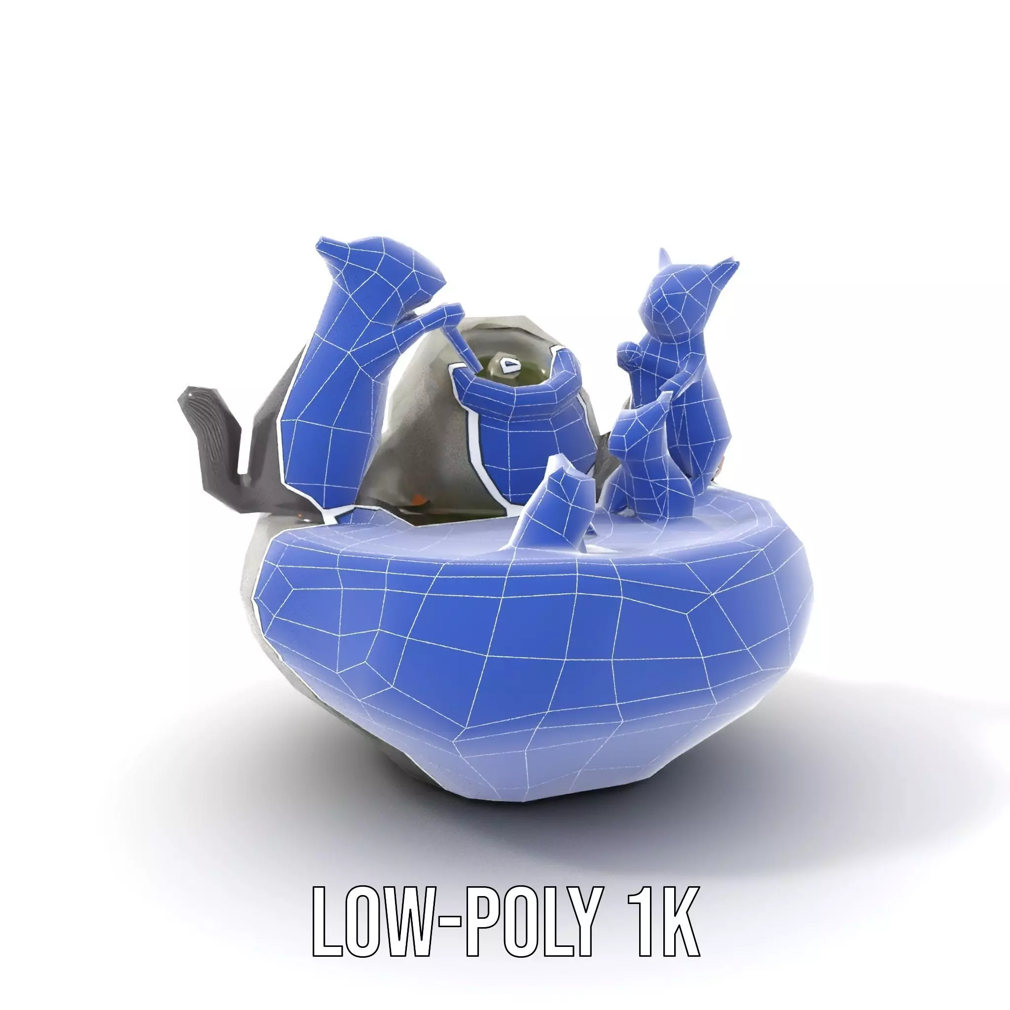 Playful Squirrel Fountain model pack Low-poly 3D model_14