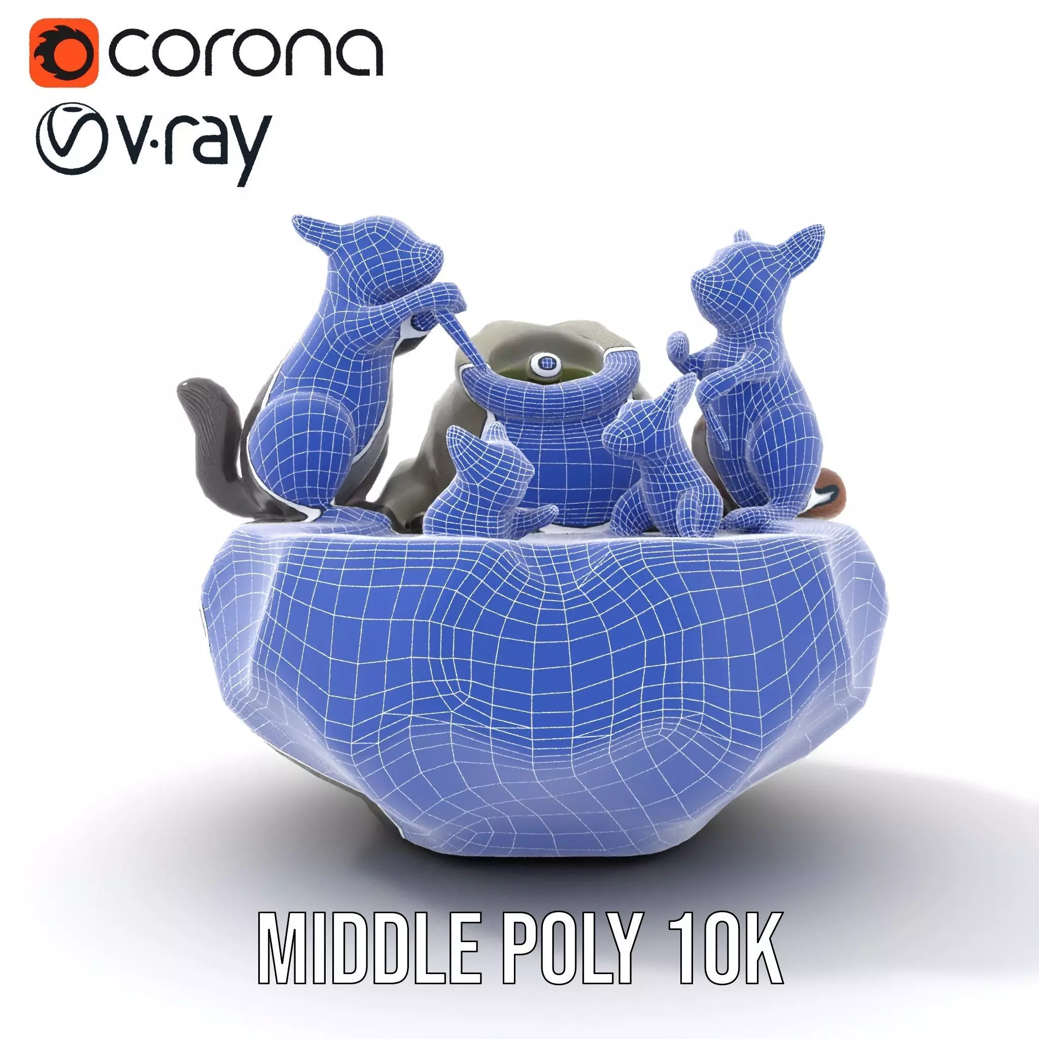 Playful Squirrel Fountain model pack Low-poly 3D model_26