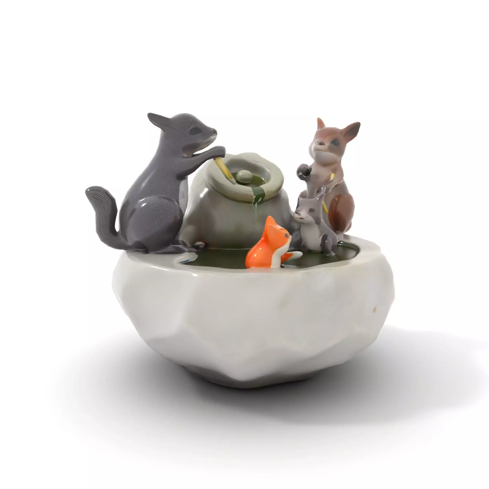 Playful Squirrel Fountain model pack Low-poly 3D model_18