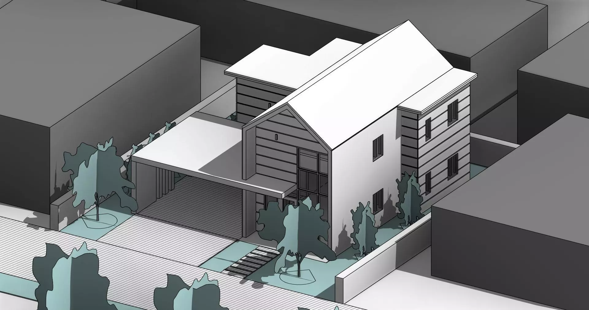 Residential Modern Bungalow 3D model_0