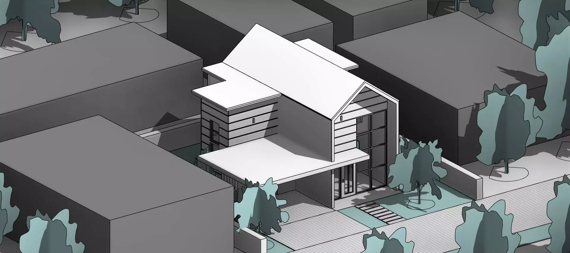 Residential Modern Bungalow 3D model_1