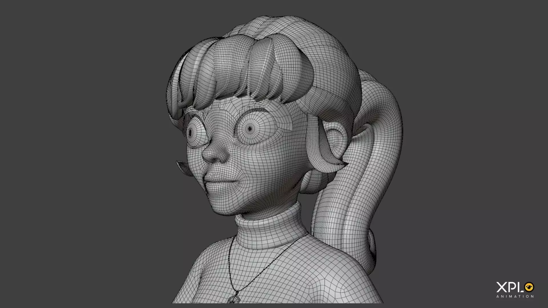 Pixar Style 3D Cute Female Character RIGGED GAMEREADY Low-poly 3D model_24