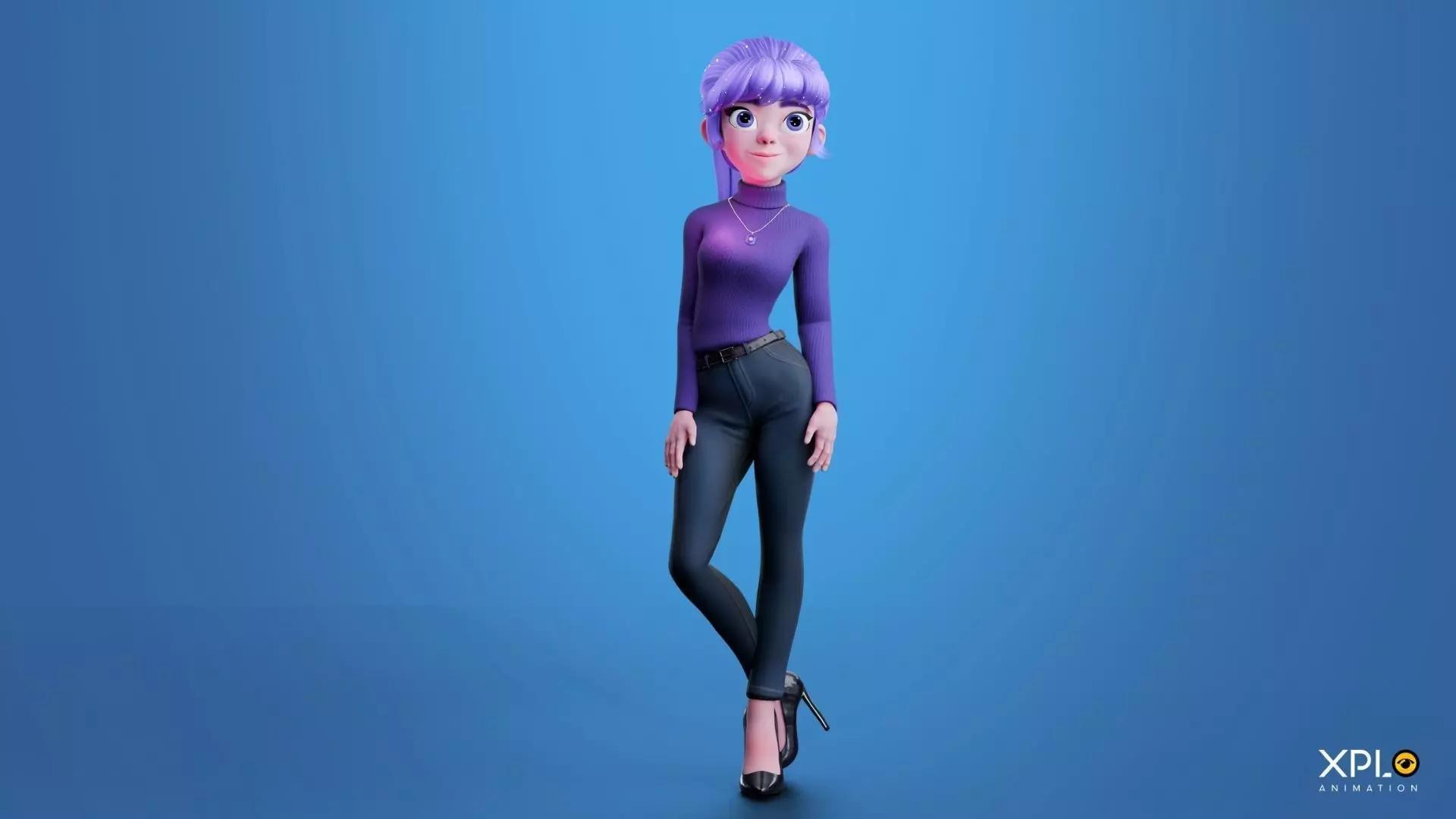 Pixar Style 3D Cute Female Character RIGGED GAMEREADY Low-poly 3D model_11