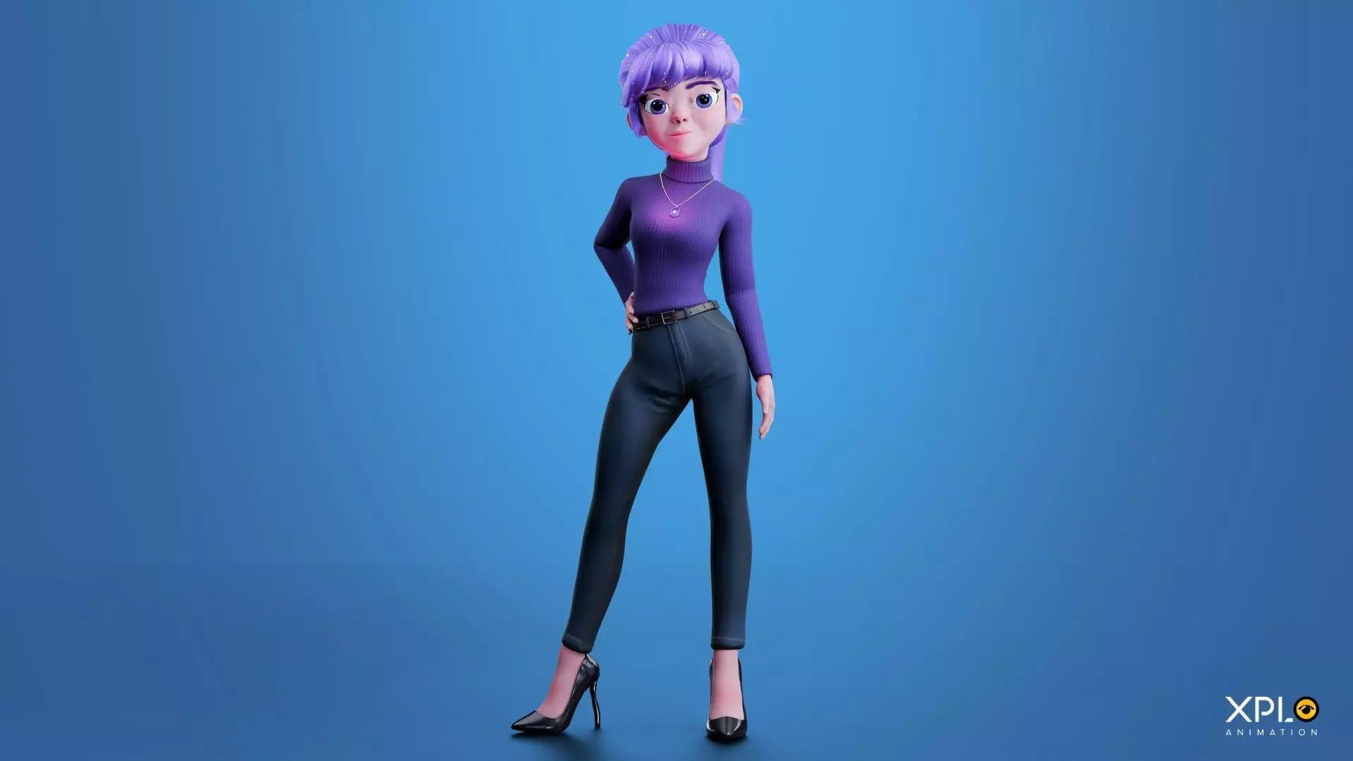 Pixar Style 3D Cute Female Character RIGGED GAMEREADY Low-poly 3D model_14