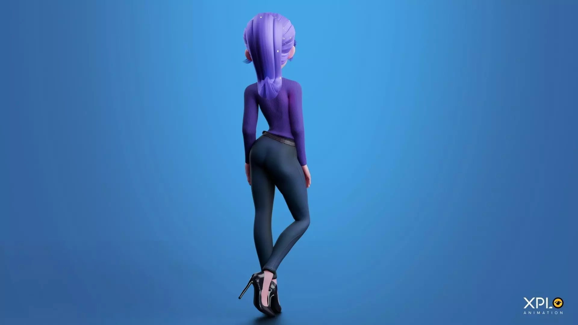 Pixar Style 3D Cute Female Character RIGGED GAMEREADY Low-poly 3D model_19