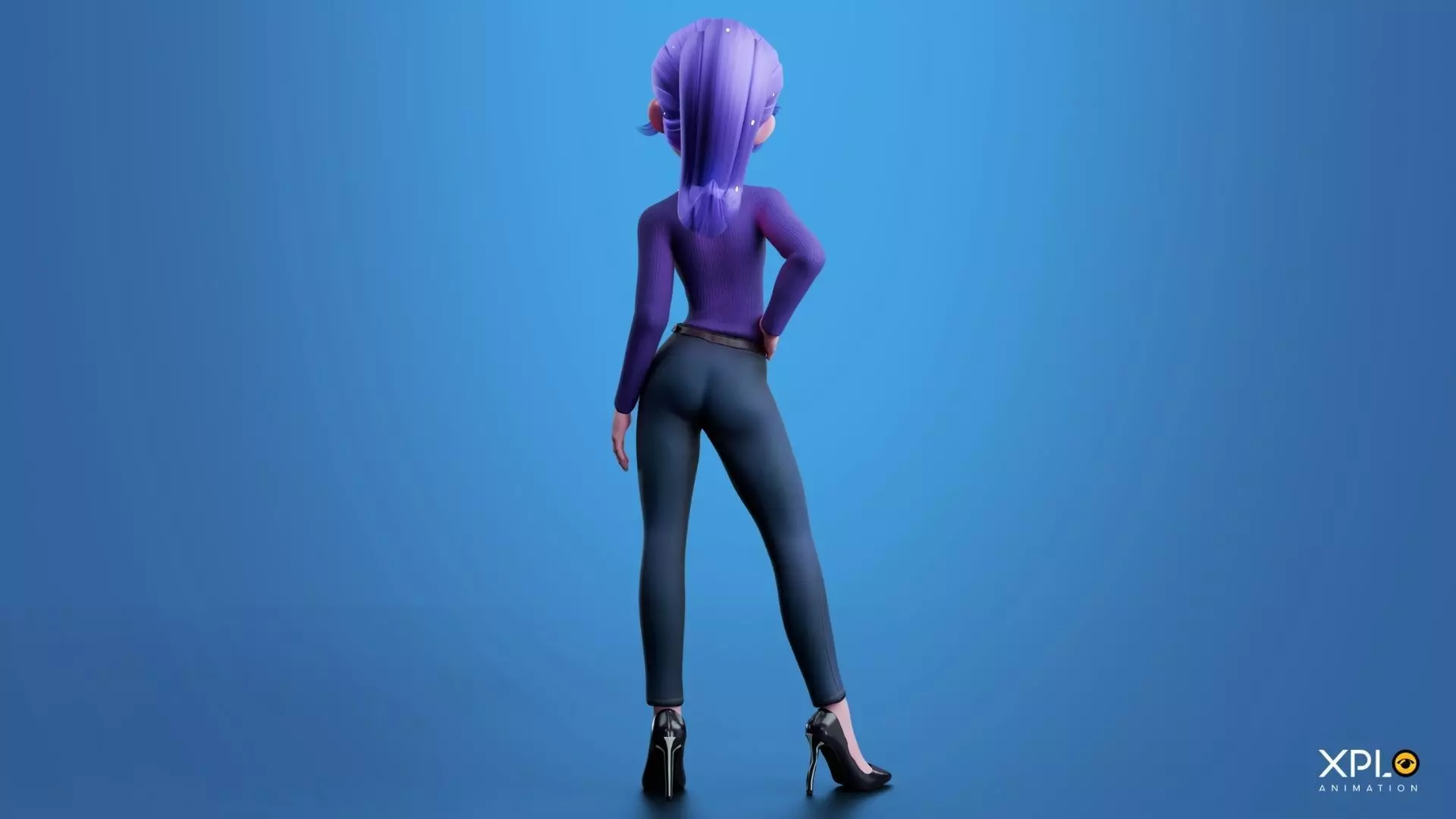 Pixar Style 3D Cute Female Character RIGGED GAMEREADY Low-poly 3D model_22