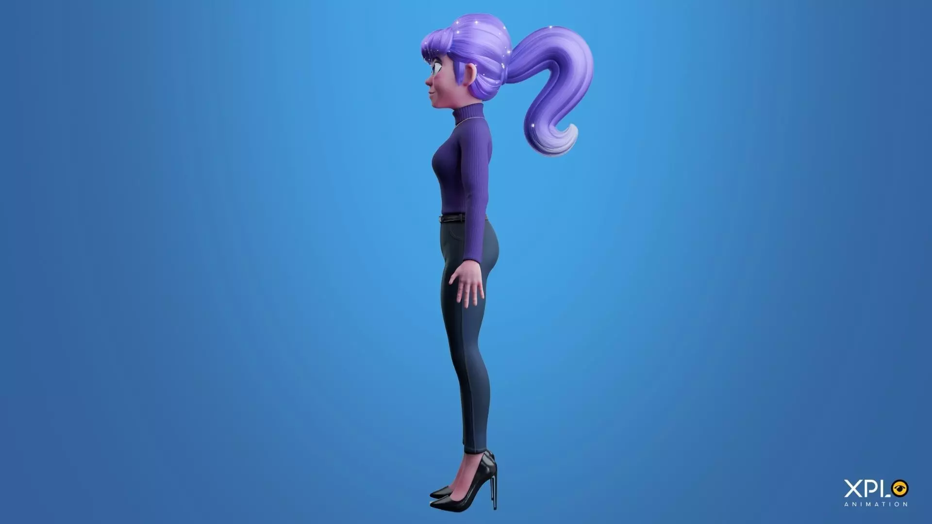 Pixar Style 3D Cute Female Character RIGGED GAMEREADY Low-poly 3D model_6