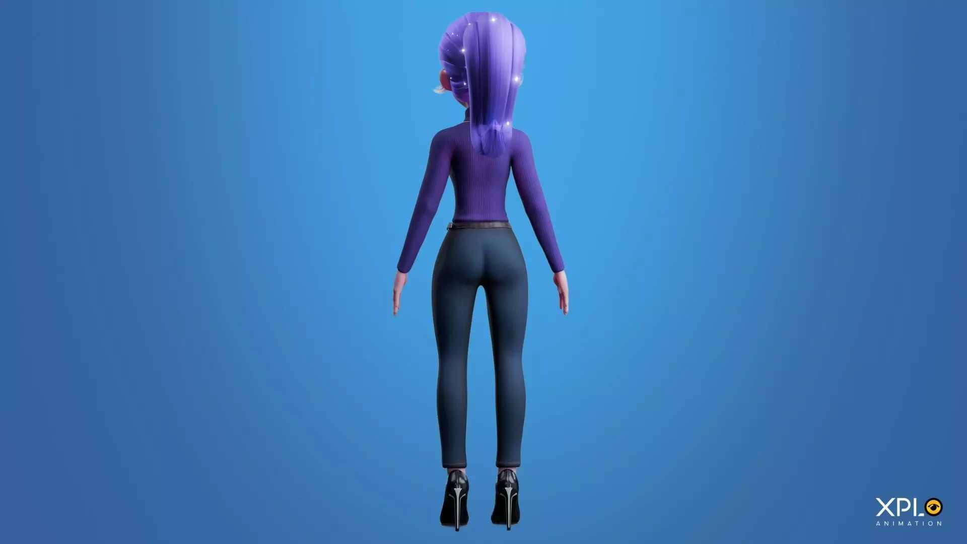 Pixar Style 3D Cute Female Character RIGGED GAMEREADY Low-poly 3D model_8