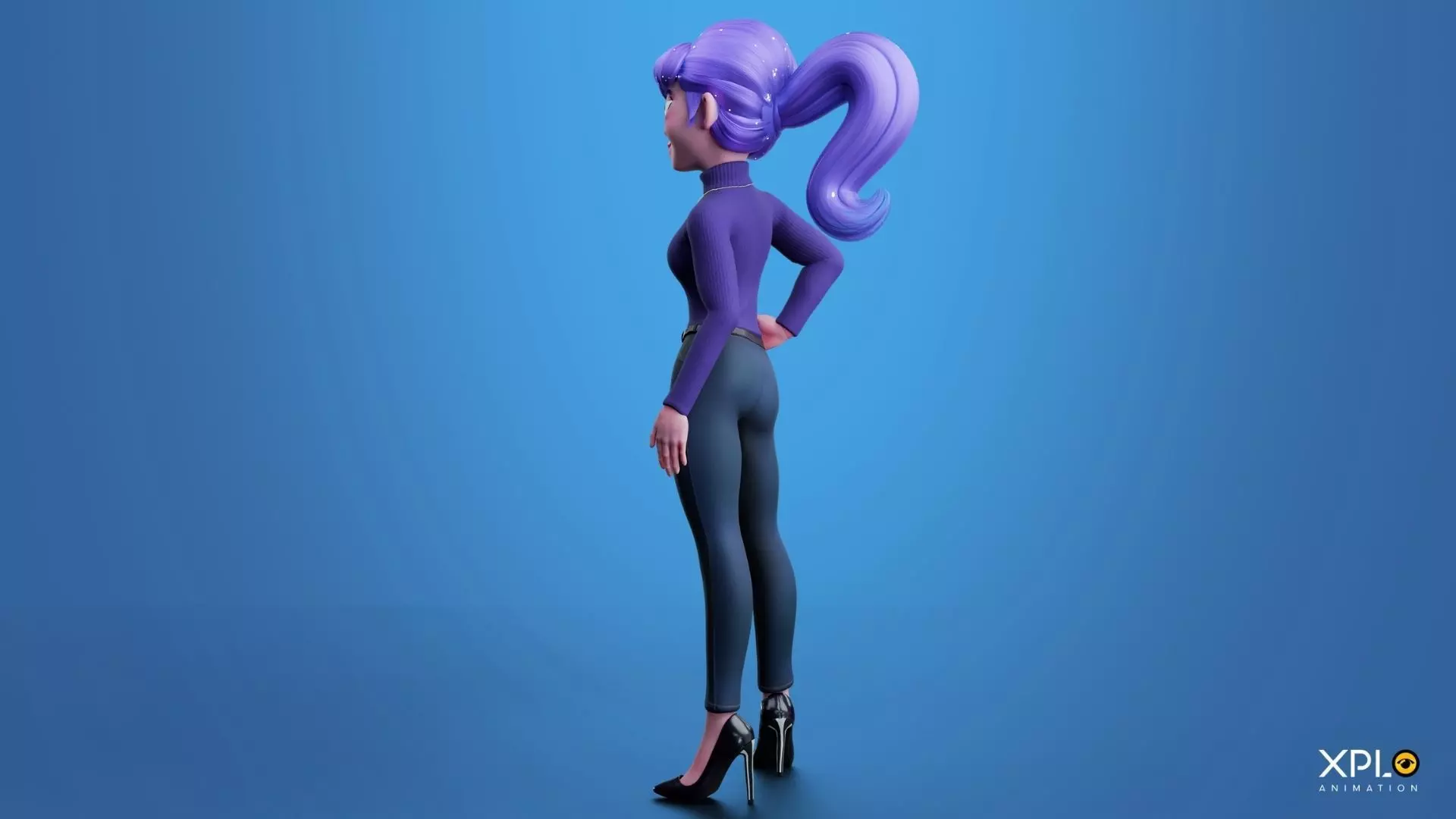 Pixar Style 3D Cute Female Character RIGGED GAMEREADY Low-poly 3D model_20