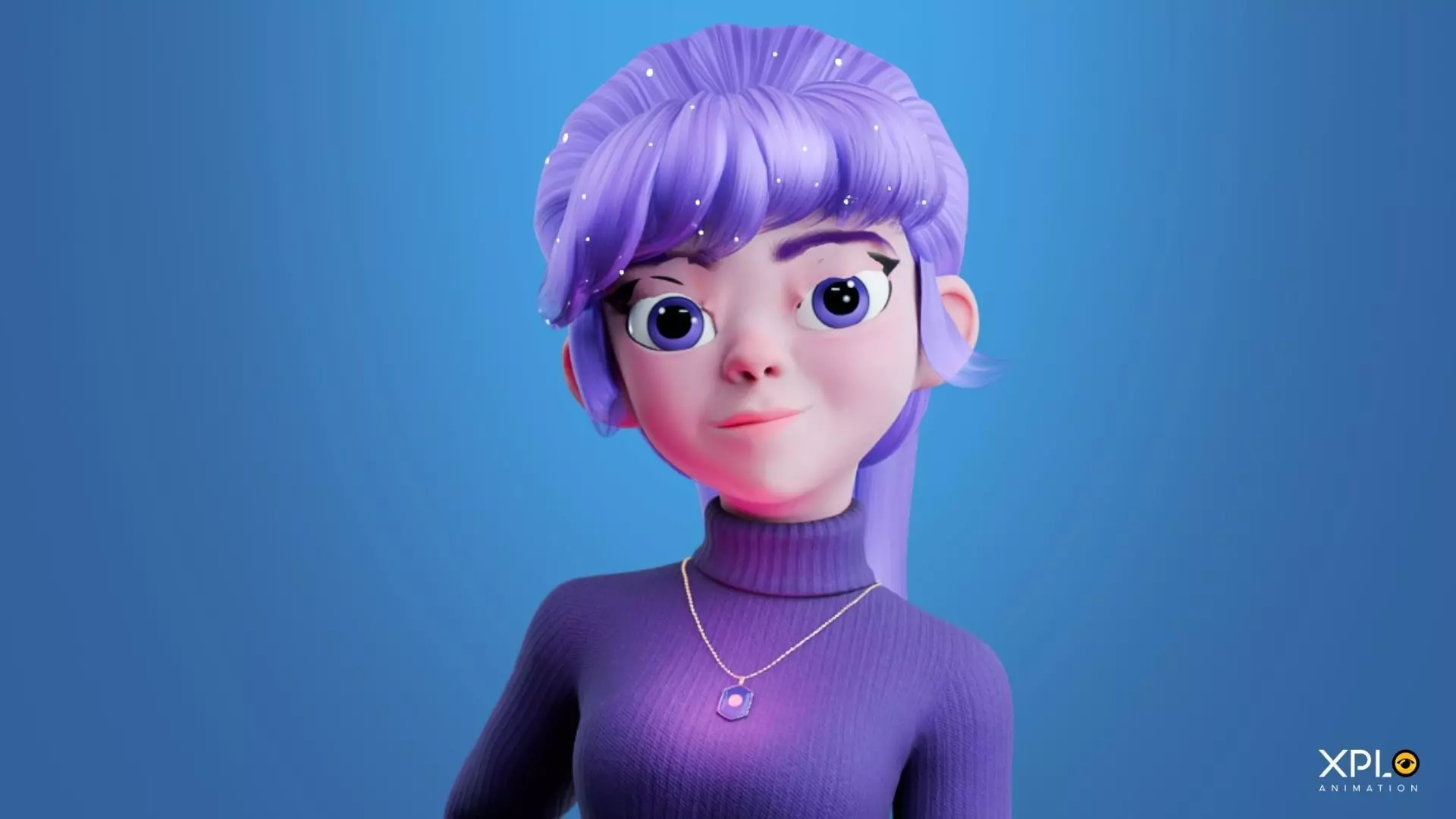 Pixar Style 3D Cute Female Character RIGGED GAMEREADY Low-poly 3D model_5
