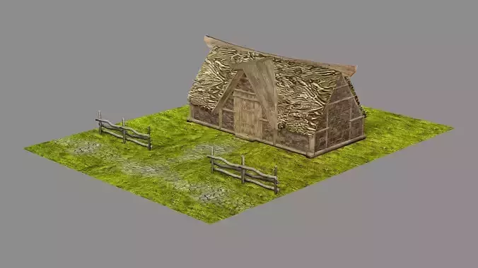 Medieval Viking House 09 Game Ready Low-poly 3D Model
