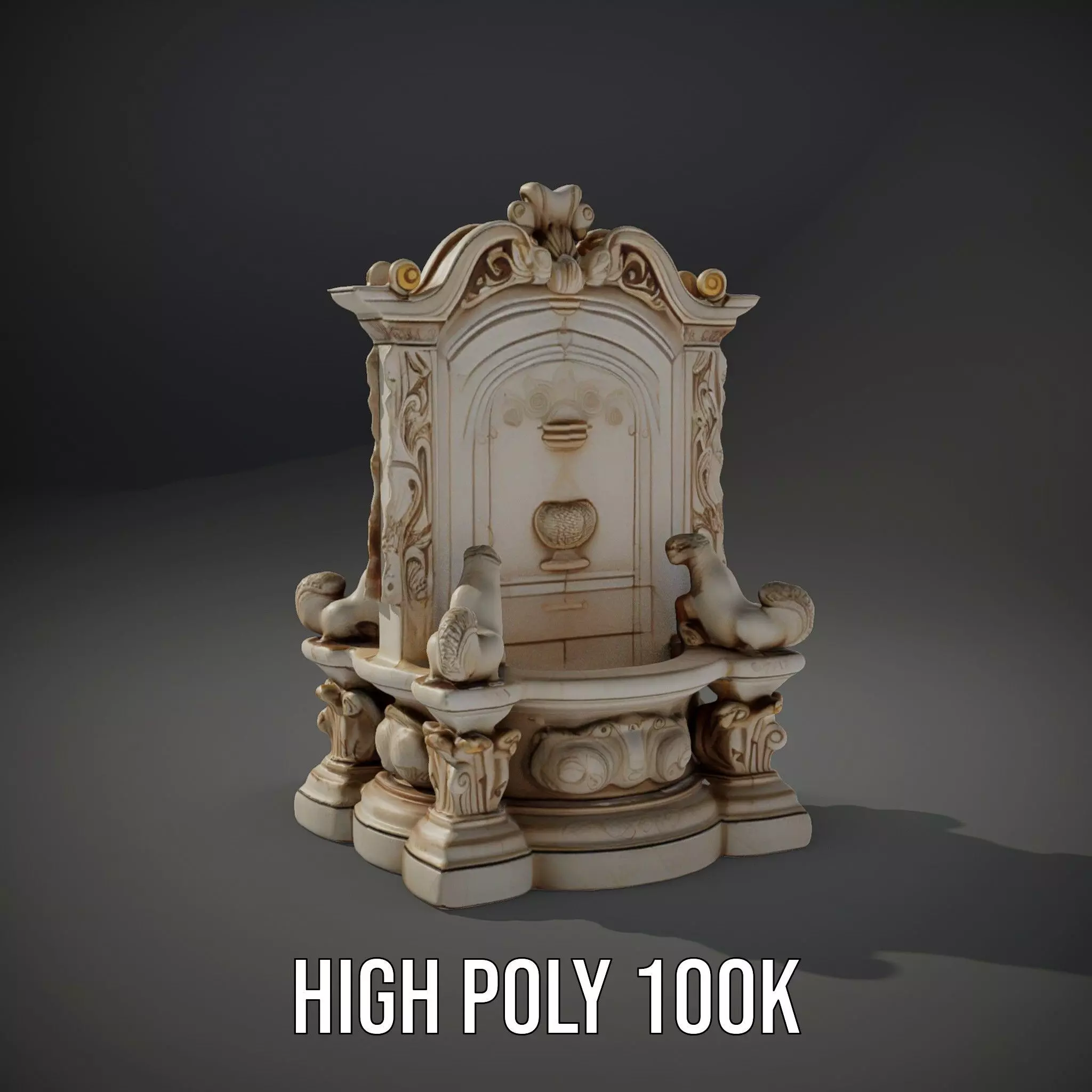 Elegant Marble Fountain model pack Low-poly 3D model_10