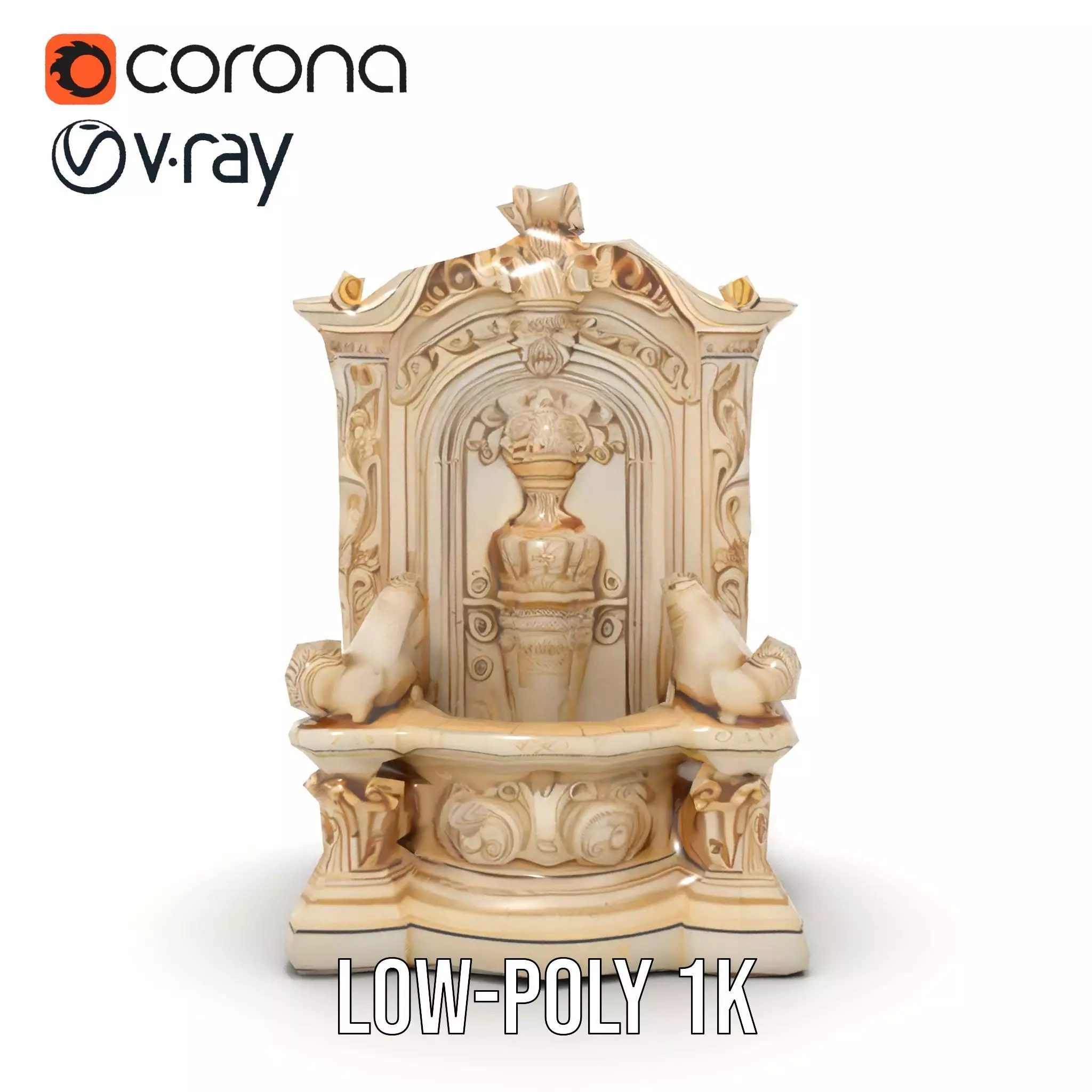 Elegant Marble Fountain model pack Low-poly 3D model_25