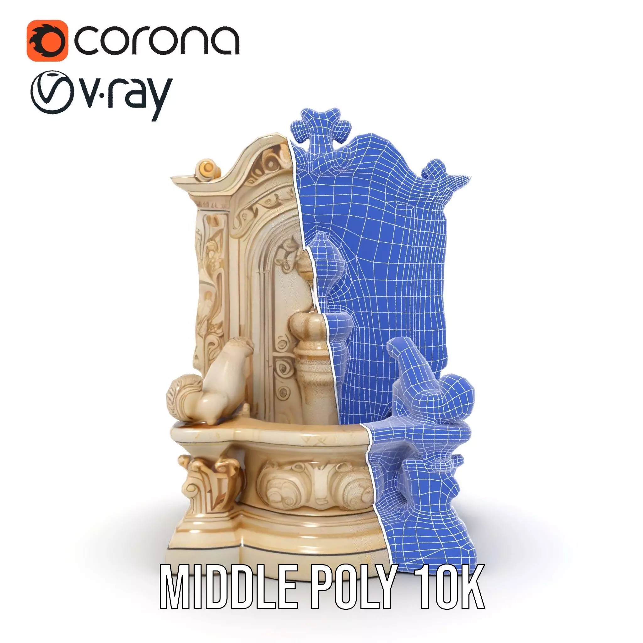 Elegant Marble Fountain model pack Low-poly 3D model_21