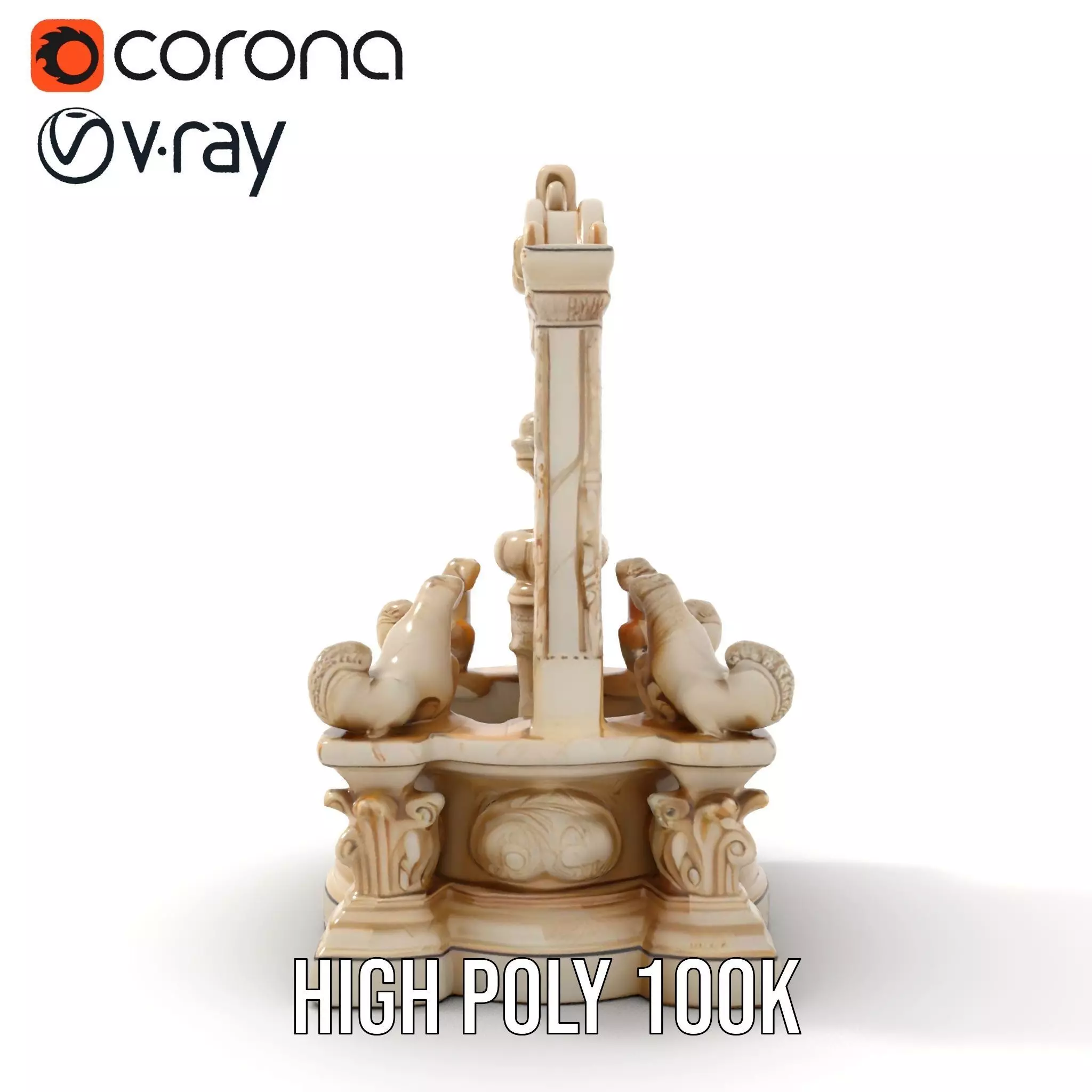 Elegant Marble Fountain model pack Low-poly 3D model_26