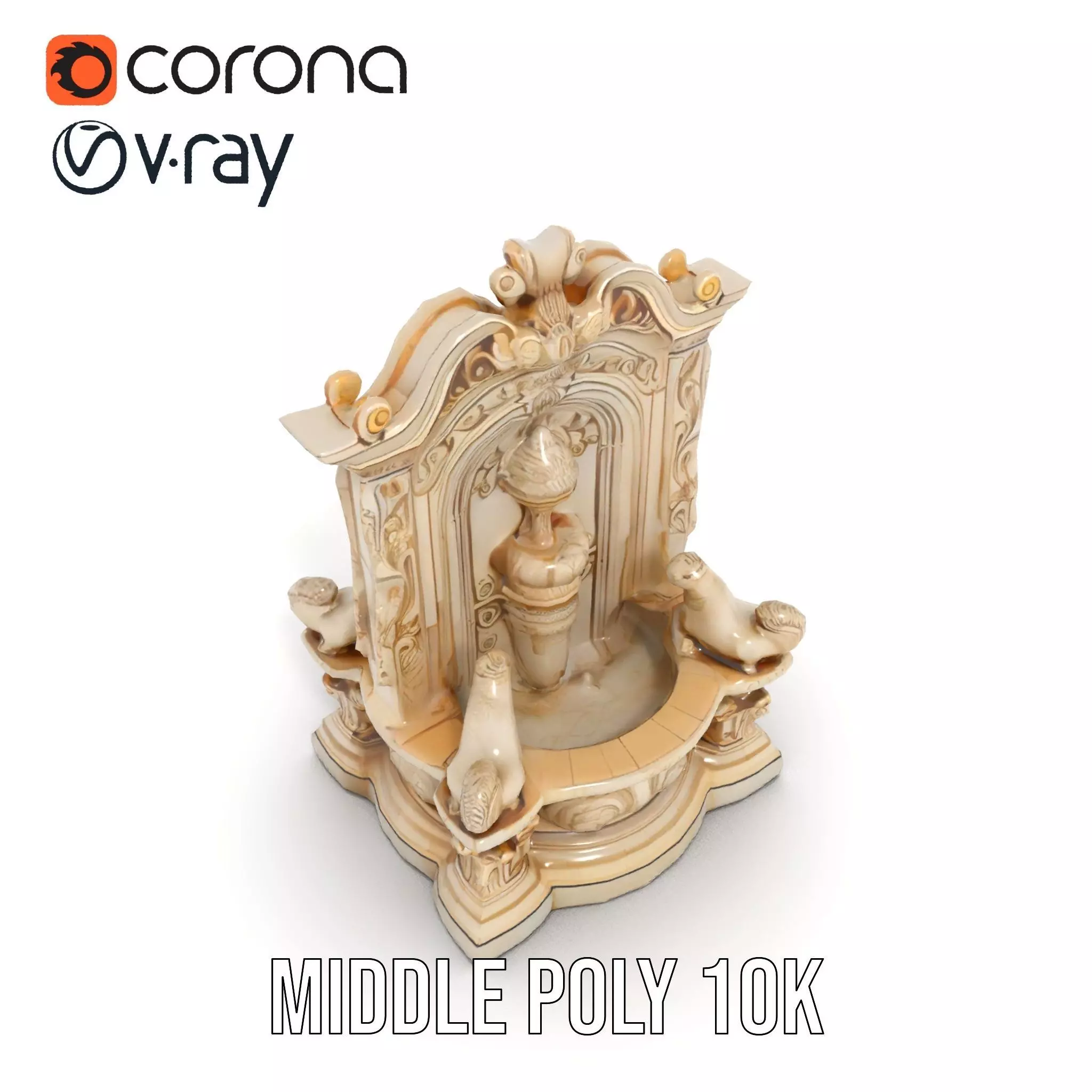 Elegant Marble Fountain model pack Low-poly 3D model_6