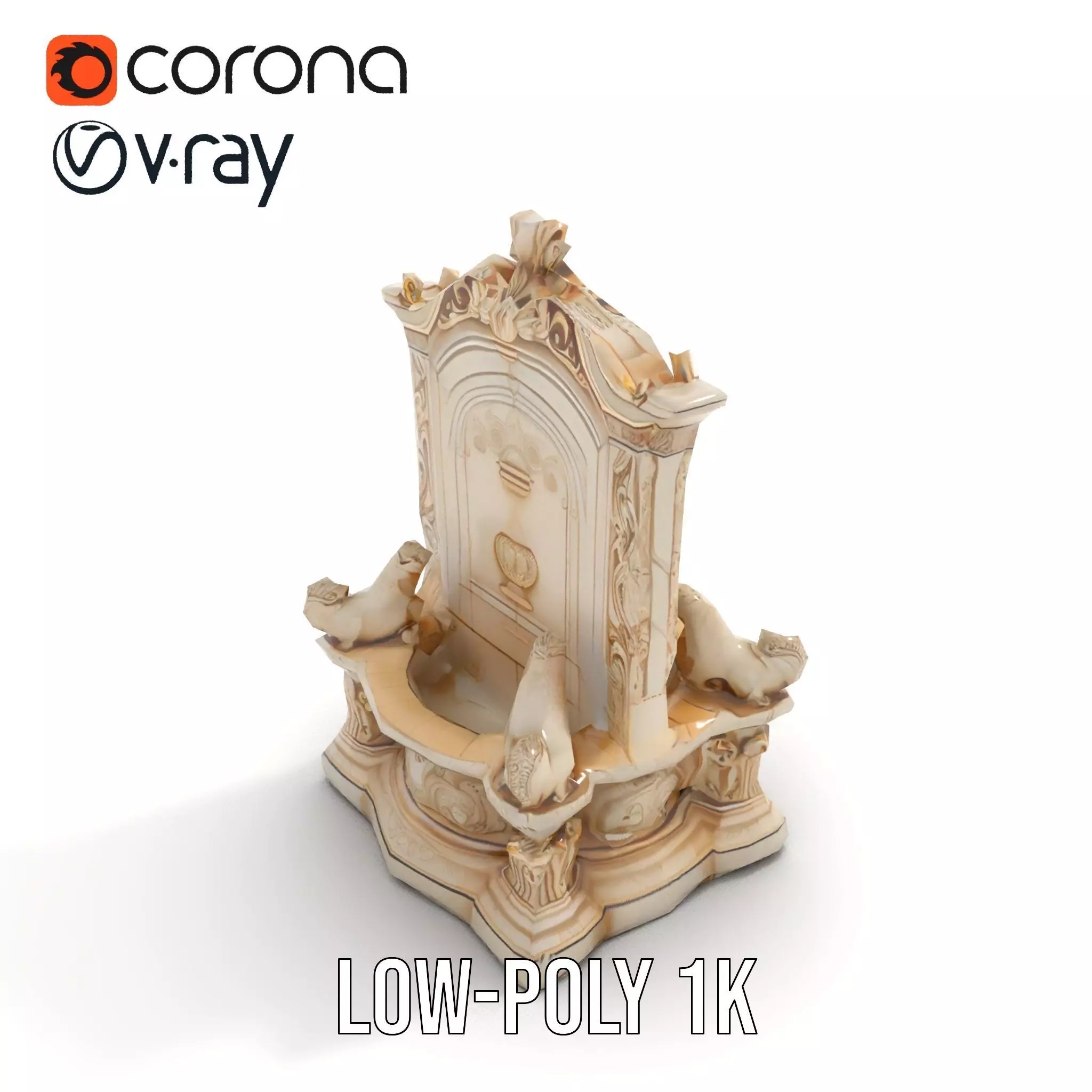 Elegant Marble Fountain model pack Low-poly 3D model_12