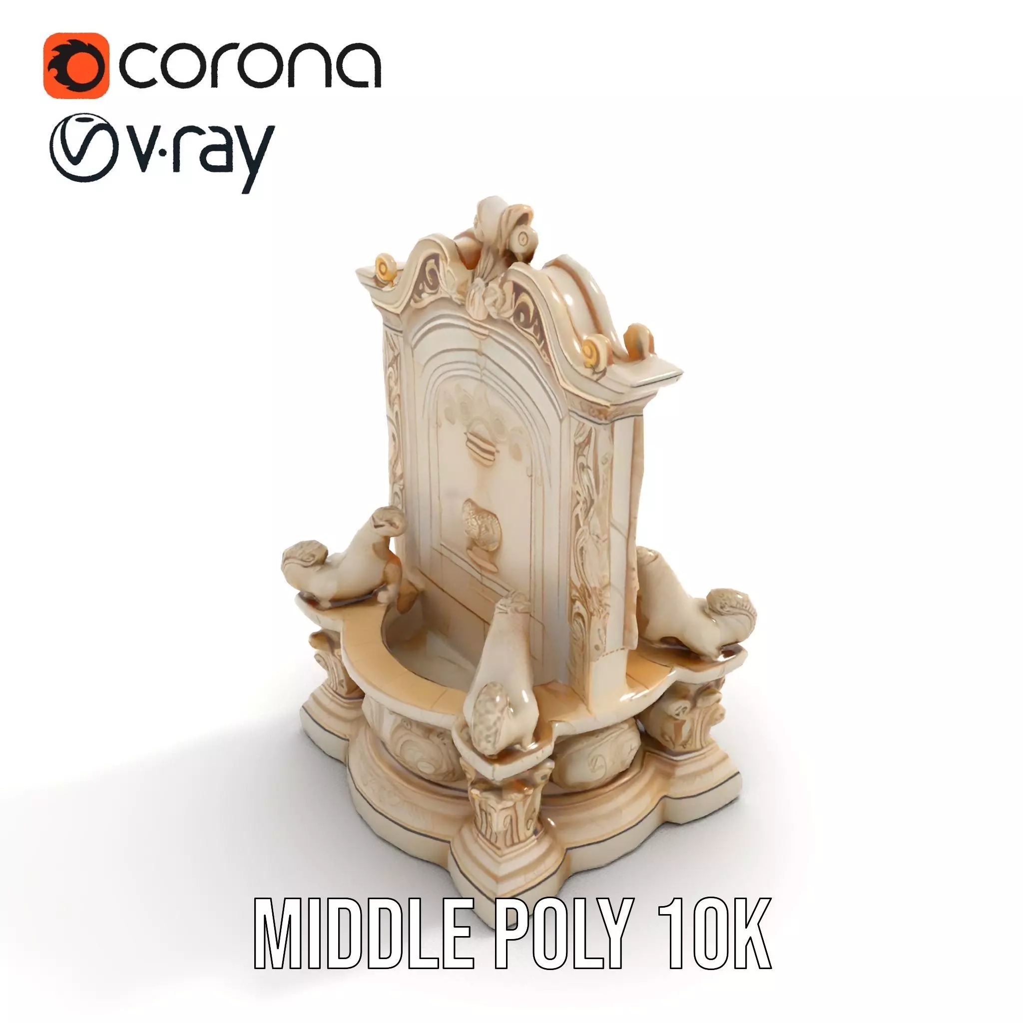 Elegant Marble Fountain model pack Low-poly 3D model_11