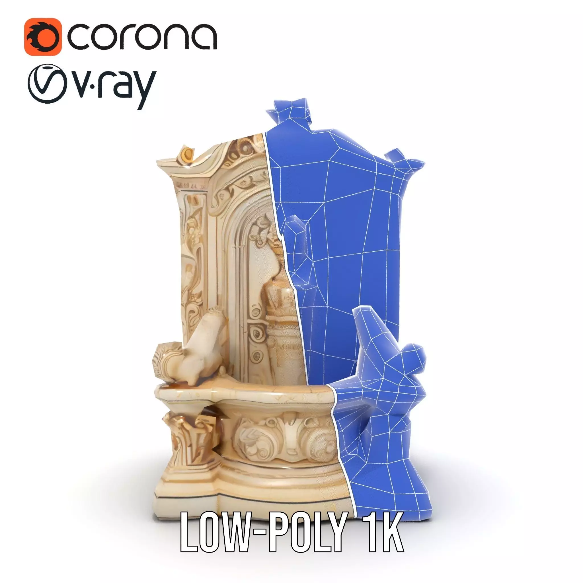 Elegant Marble Fountain model pack Low-poly 3D model_22