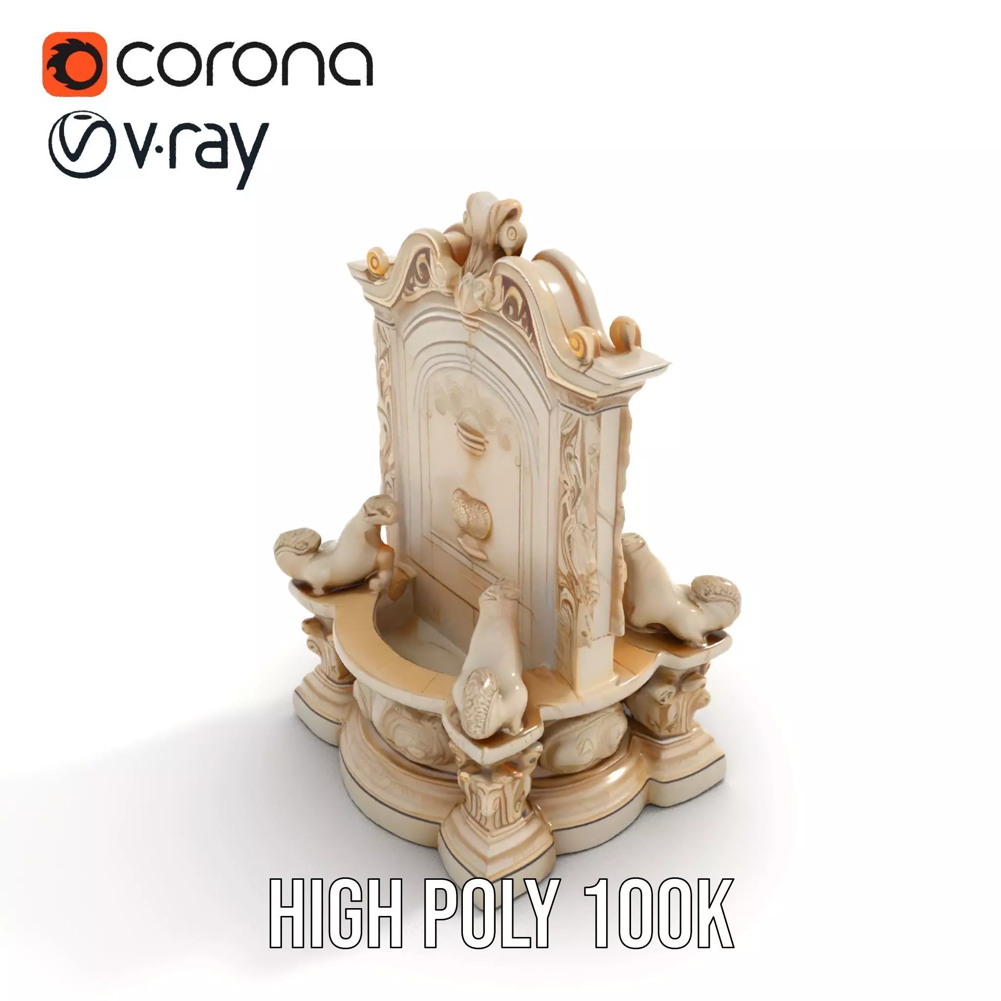 Elegant Marble Fountain model pack Low-poly 3D model_17