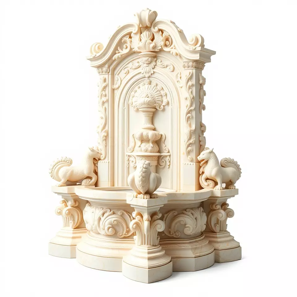 Elegant Marble Fountain model pack Low-poly 3D model_2