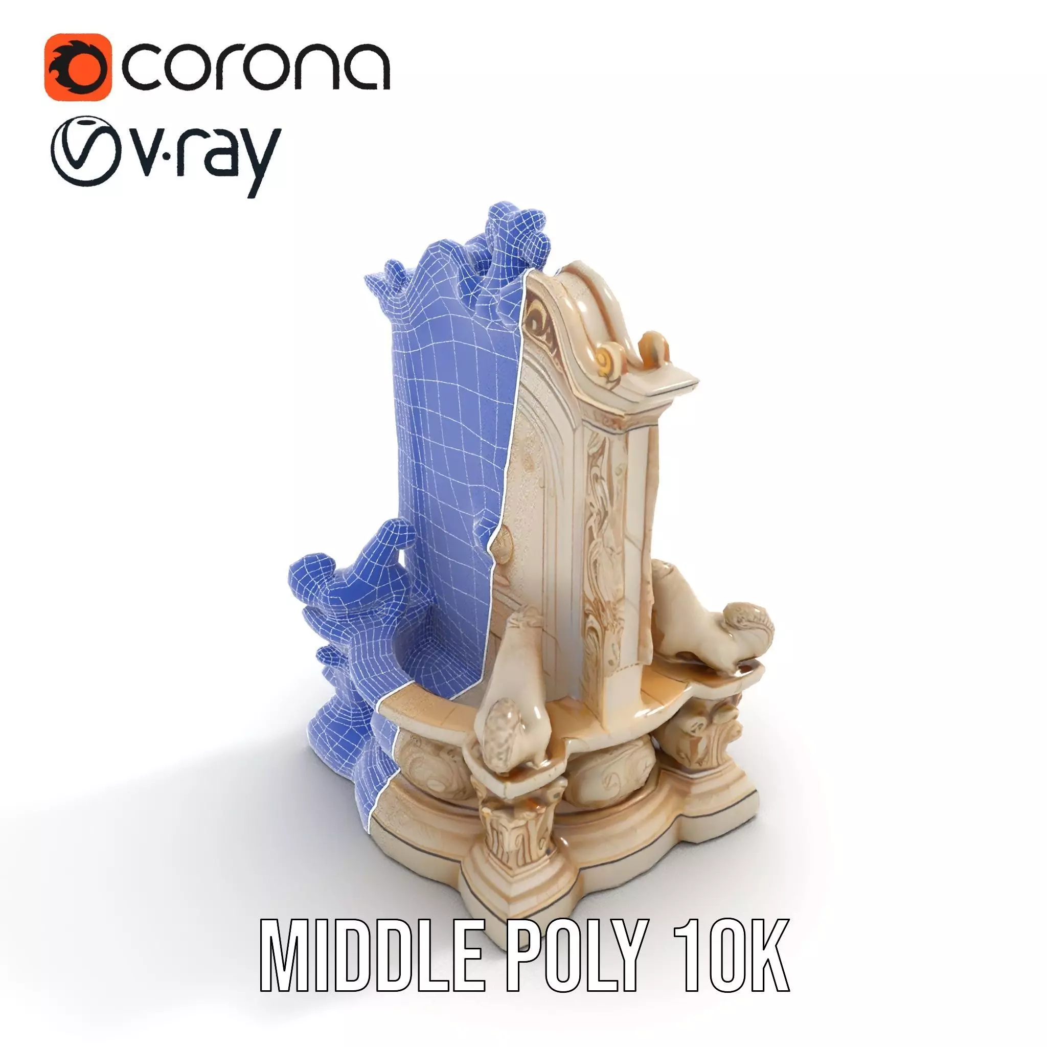 Elegant Marble Fountain model pack Low-poly 3D model_15
