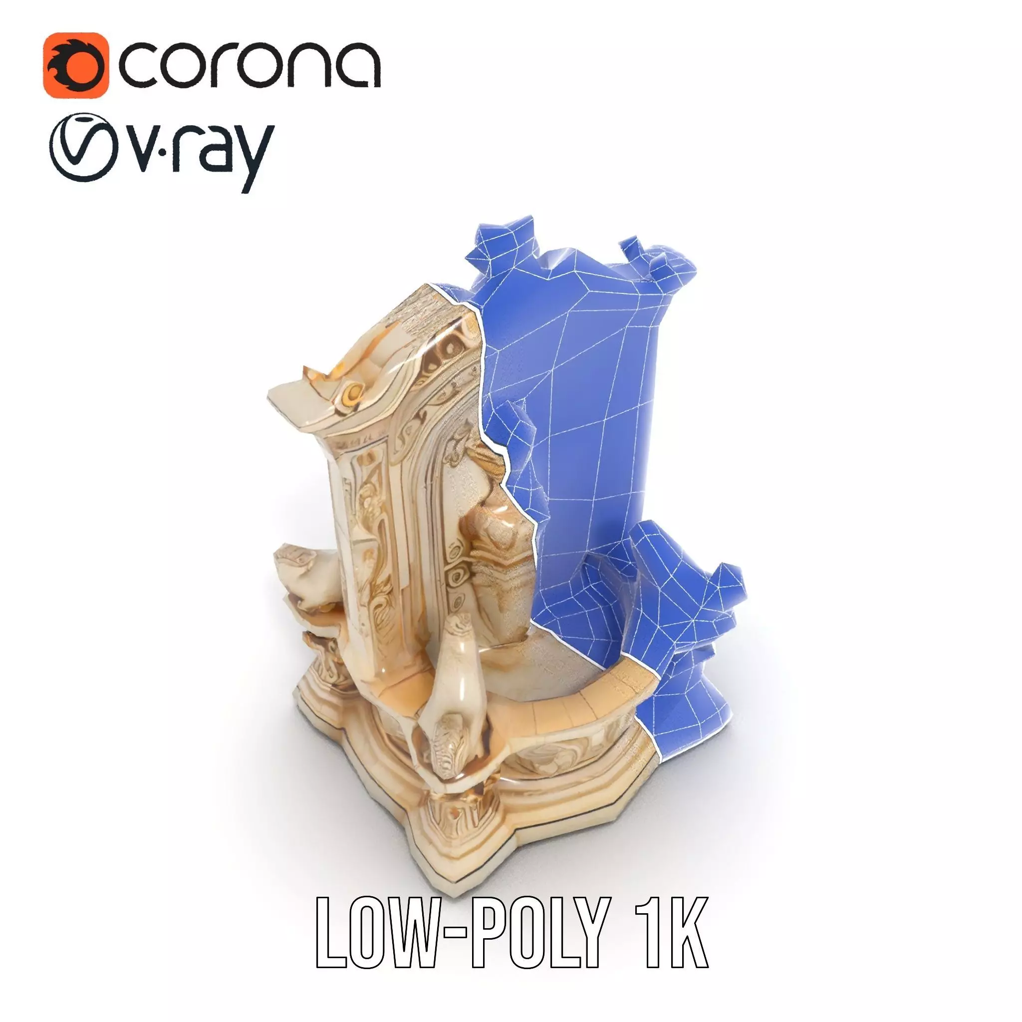 Elegant Marble Fountain model pack Low-poly 3D model_28