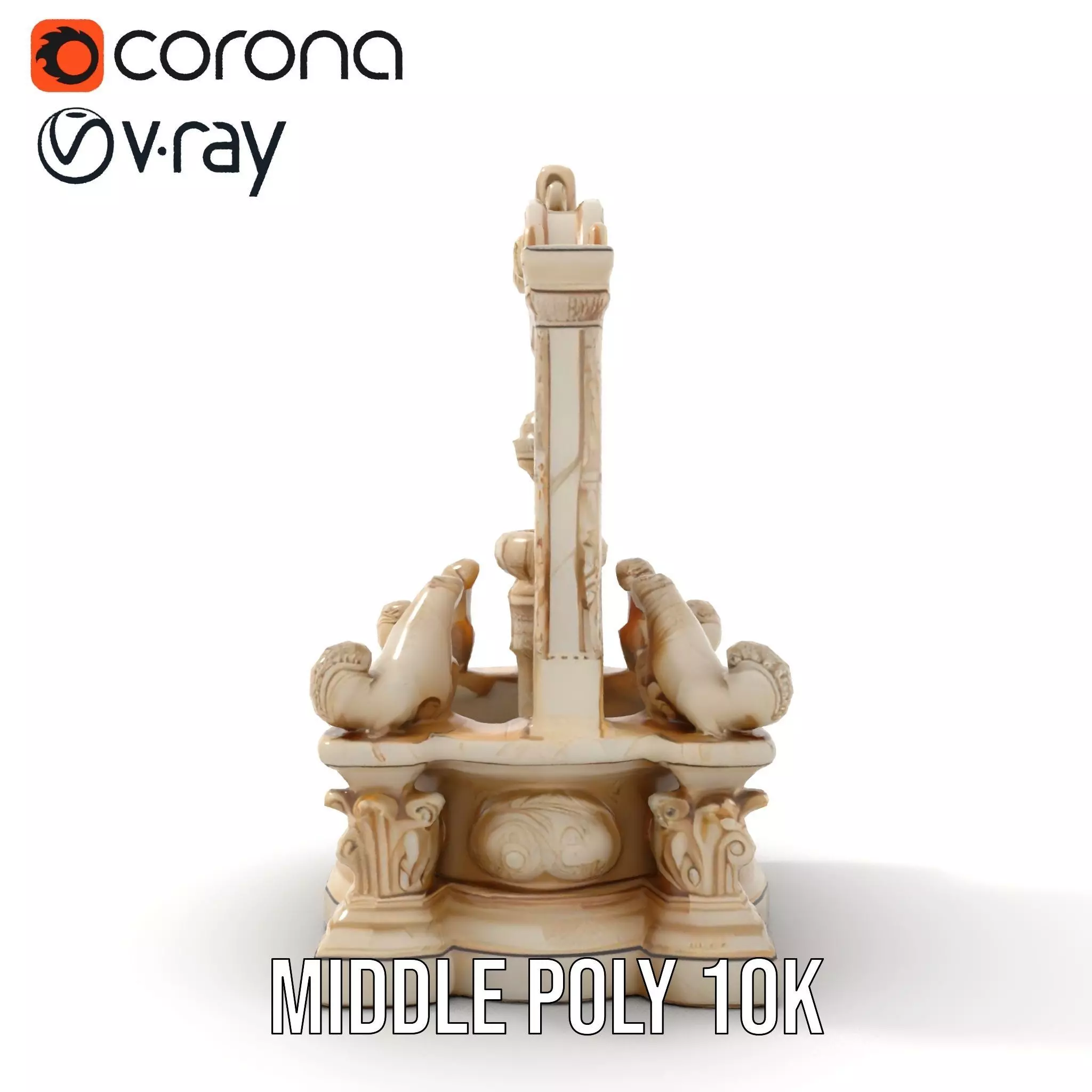 Elegant Marble Fountain model pack Low-poly 3D model_5