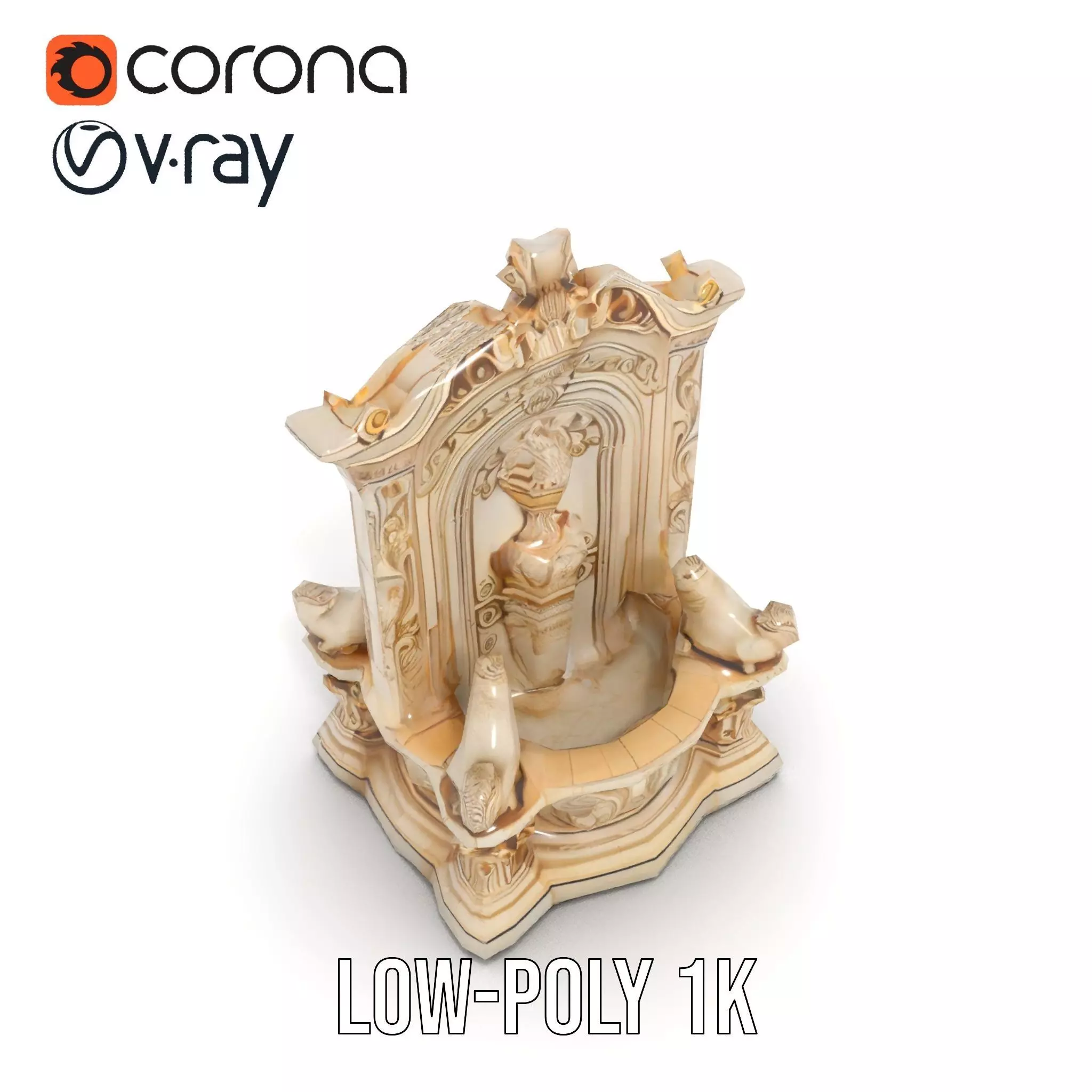 Elegant Marble Fountain model pack Low-poly 3D model_19