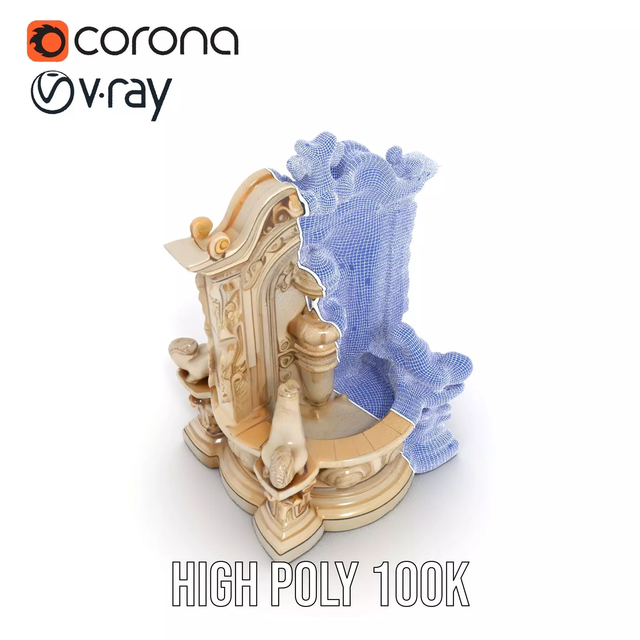 Elegant Marble Fountain model pack Low-poly 3D model_32